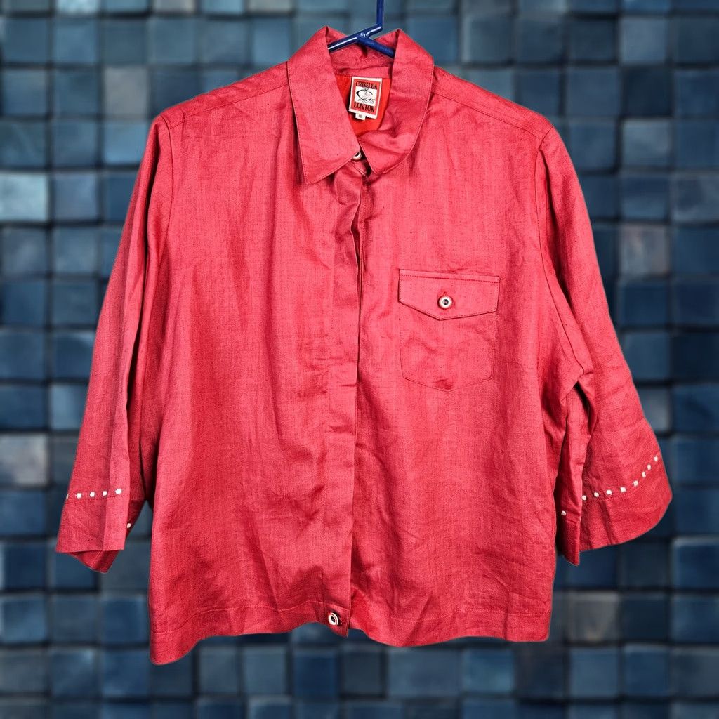 Vintage VINTAGE Criselda Lontok Women’s Embroidered Button-Up Liene Shirt Sz 16 Red Size XXL / US 16-18 / IT 52-54 - 1 Thumbnail