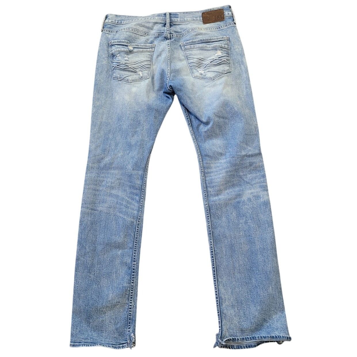 BKE BKE Carter Straight Leg Jeans 34L Distressed Button Fly EUC Size US 36 / EU 52 - 2 Thumbnail