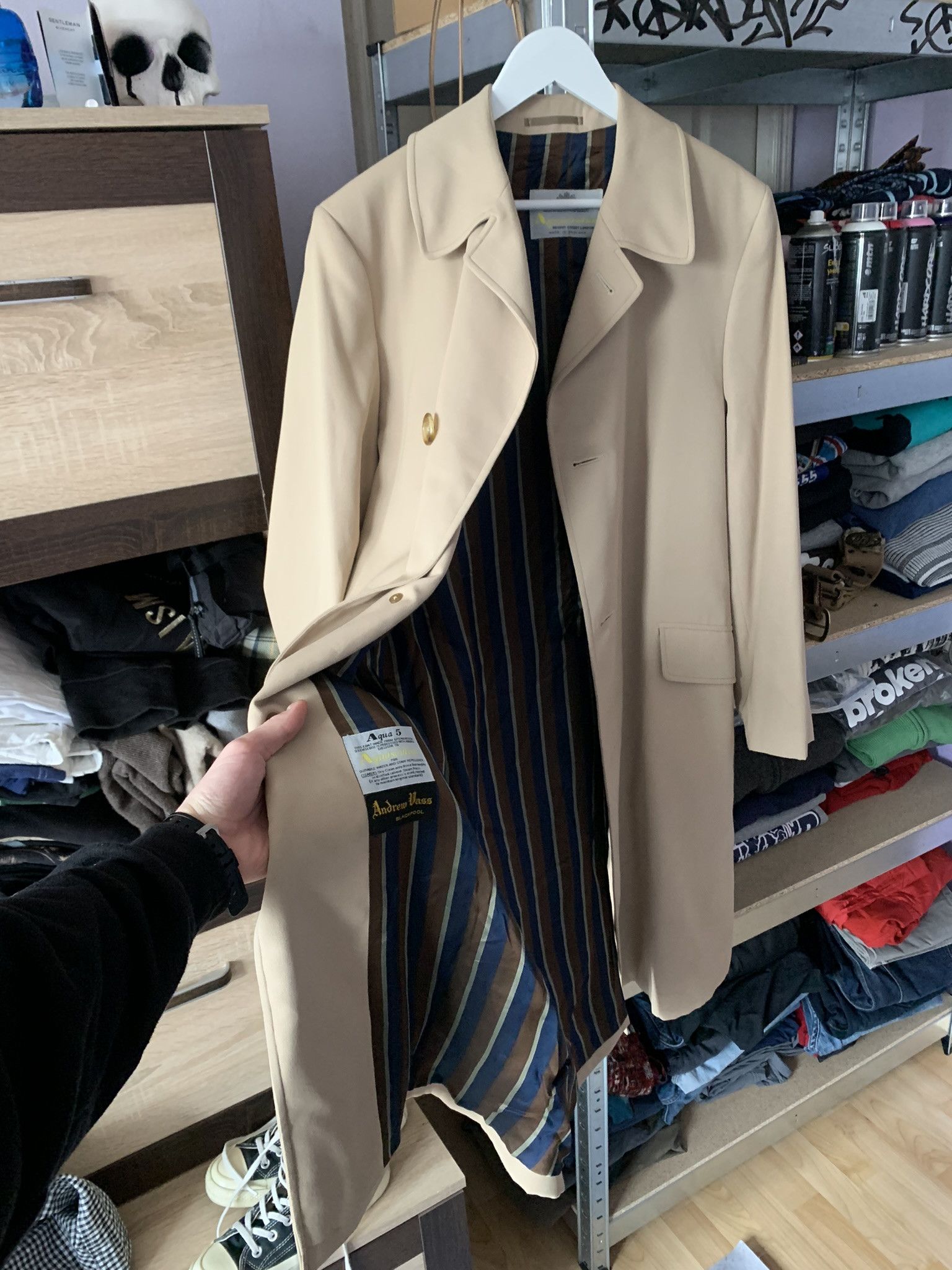 Aquascutum Aquascutum Men's Vintage Beige Trench Coat Aqua5 Size: 42 Size US L / EU 52-54 / 3 - 2 Thumbnail