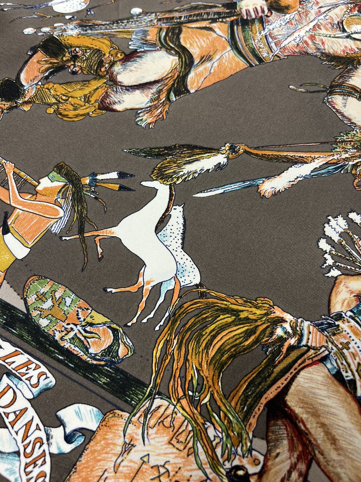 Hermes Vintage 90s Hermes Les Dances Des Indiens silk scarf native Size ONE SIZE - 17 Thumbnail