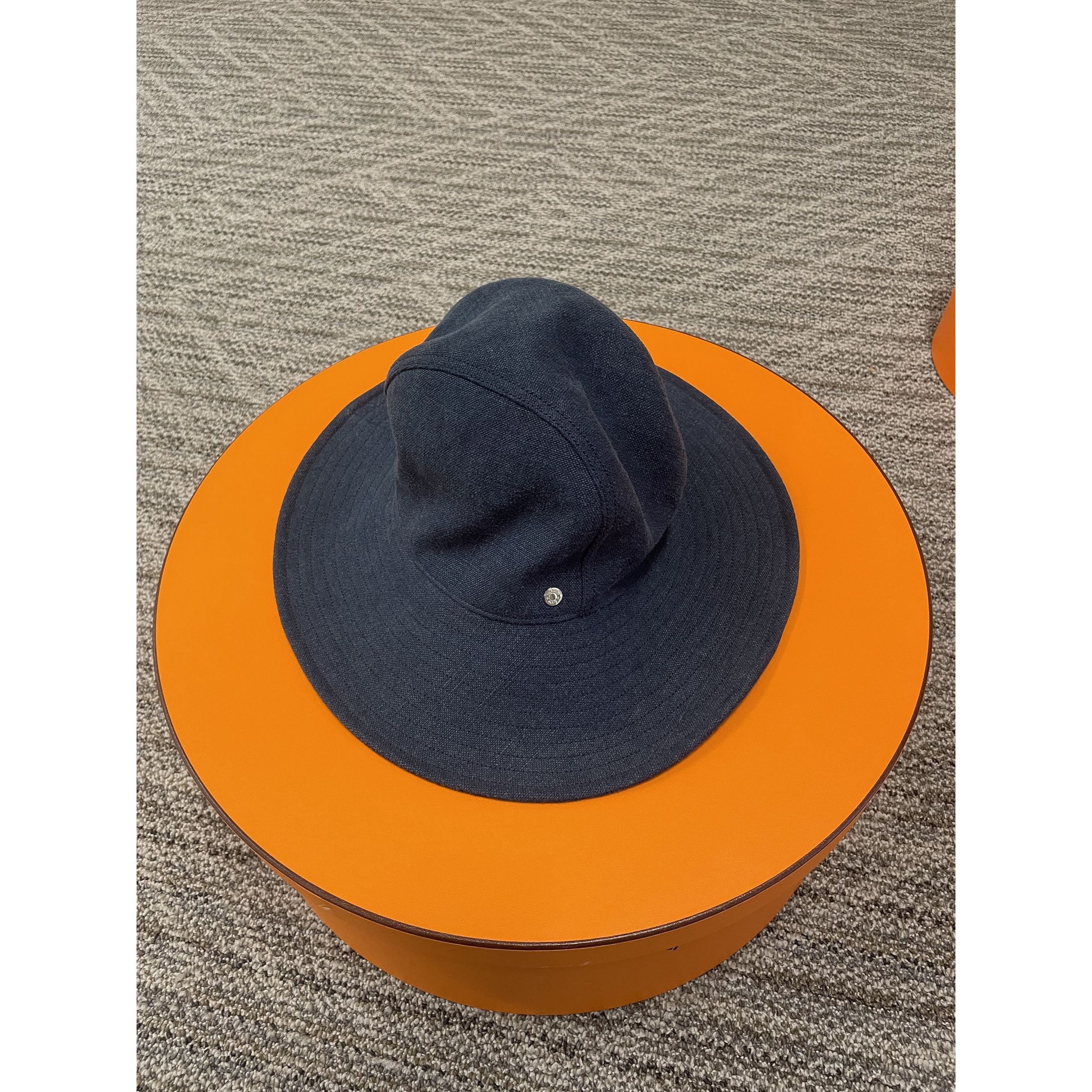 Hermes Hermes Navy Wide-Brim Hat 56 Size Cotton/Viscose Blend Women Size ONE SIZE - 2 Thumbnail