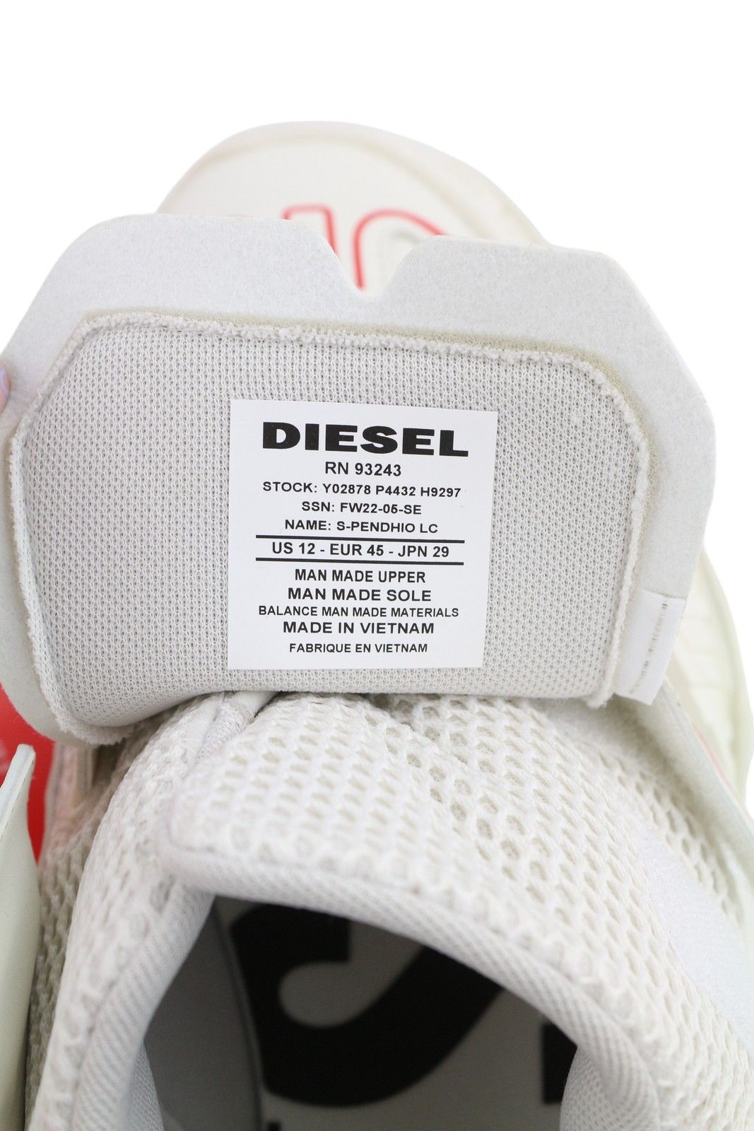 Diesel S-PENDHIO LC EU45 White Almond Toe Pull On Low Top 40870 Size US 12 / EU 45 - 11 Thumbnail