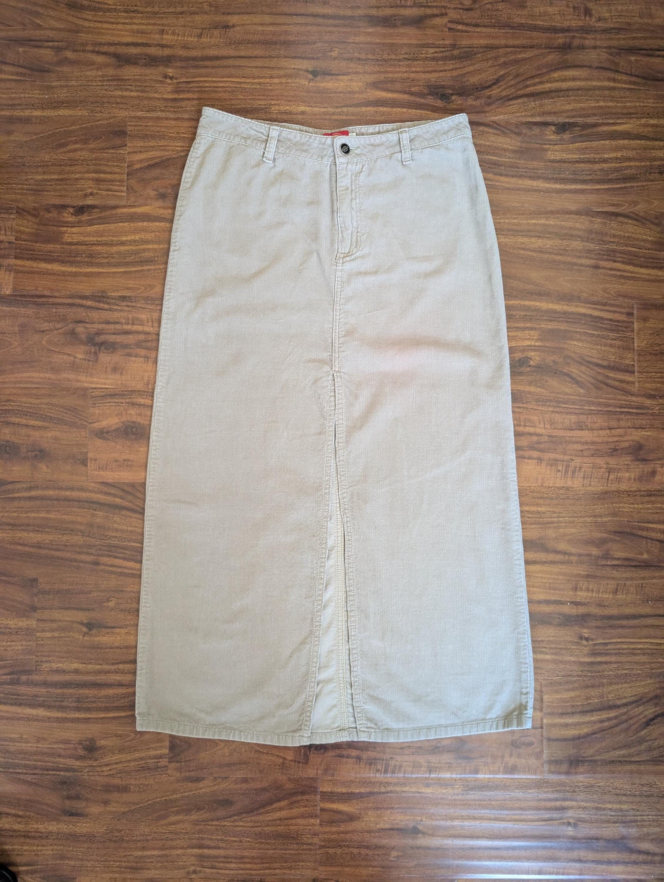 Dickies 2000s Y2K Dickies Girl Beige Corduroy Low Rise Maxi Skirt Size 31" - 5 Thumbnail