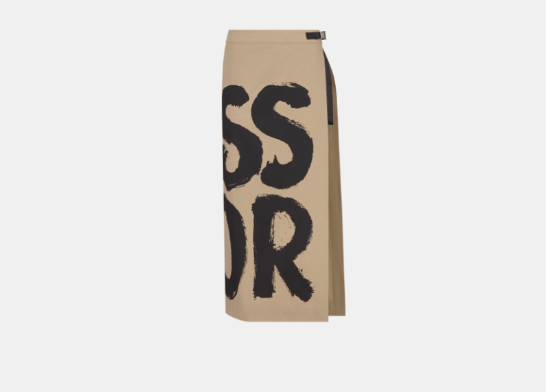 Dior o1w1db11225 457P84 Open-Front Midi Skirt in Beige/Black Size 25" / US 0 / IT 36 - 1 Thumbnail
