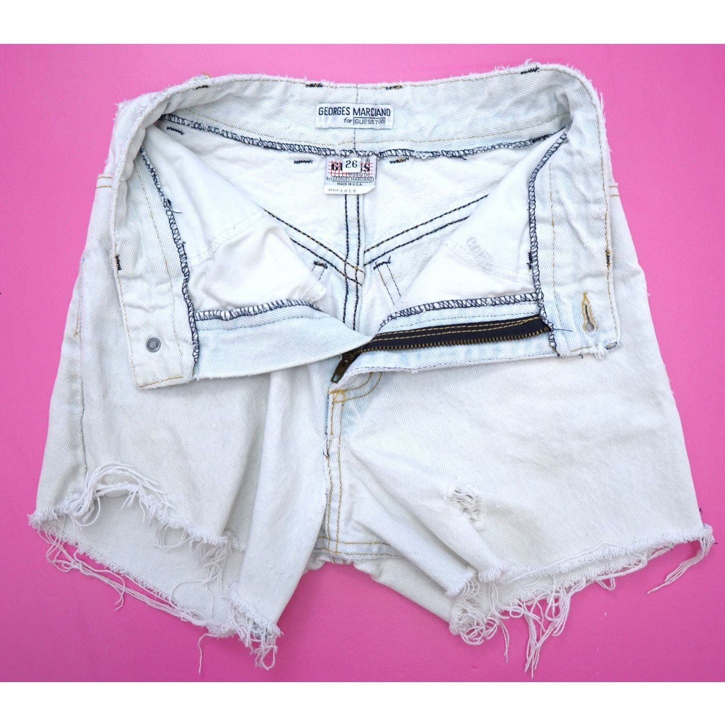 Guess × Vintage Vintage 90's Guess Reworked Denim Cutoff Shorts Womens 24" Size 24" / US 00 / IT 34 - 3 Thumbnail