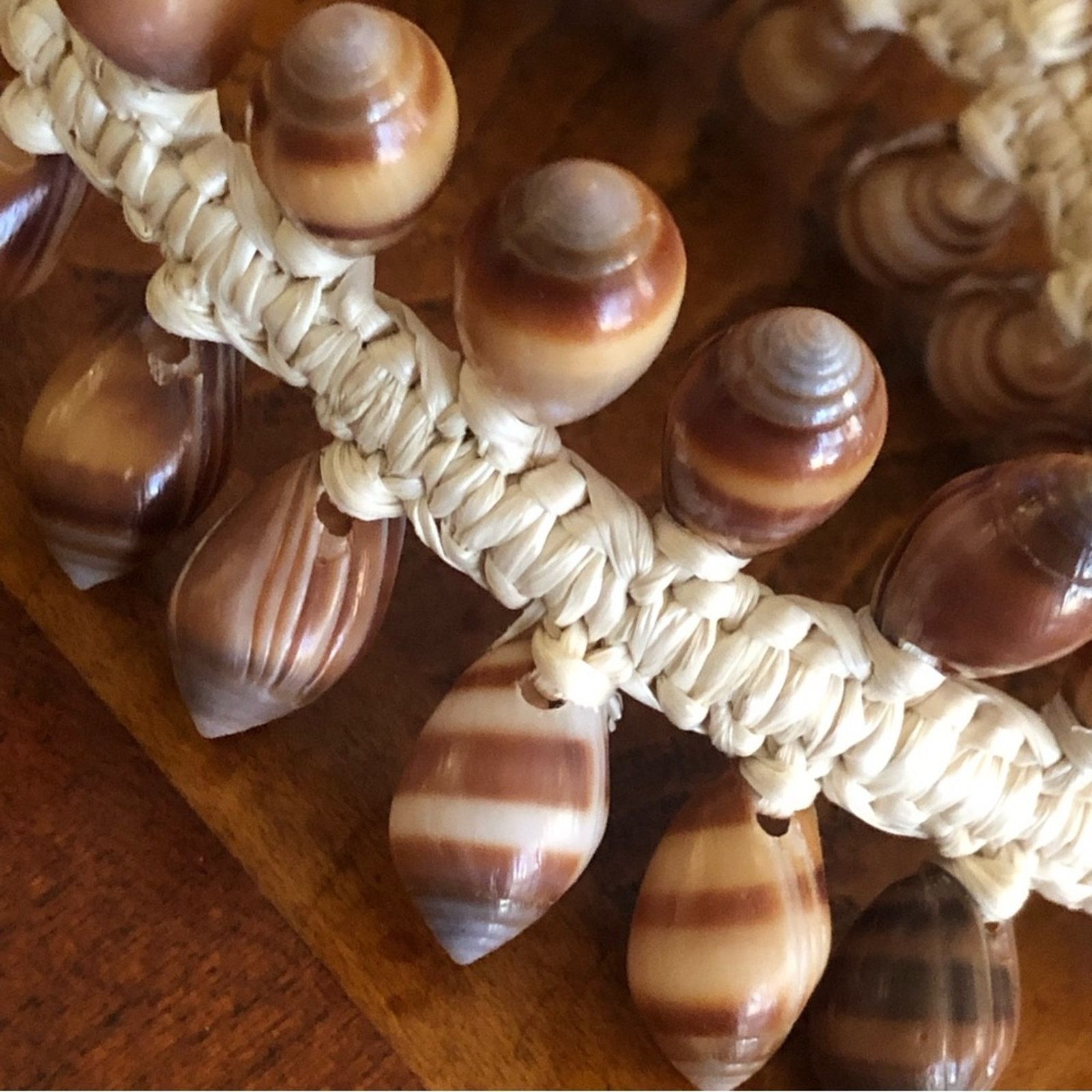 Handmade Handcrafted boho resin coated shell braided bracelet Size ONE SIZE - 2 Thumbnail