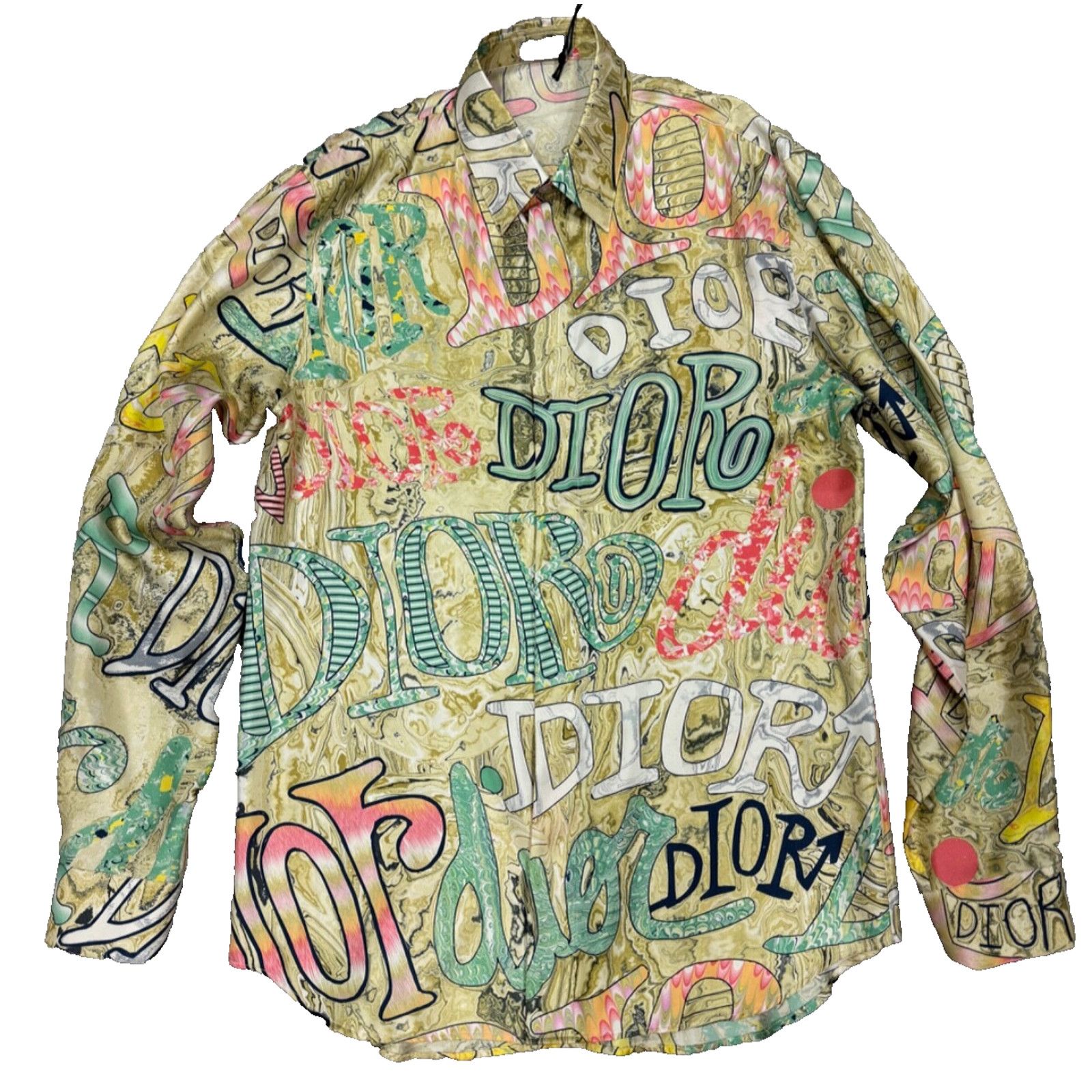 Dior Shawn Stussy Silk Swirl Graffiti Logo Long Sleeve