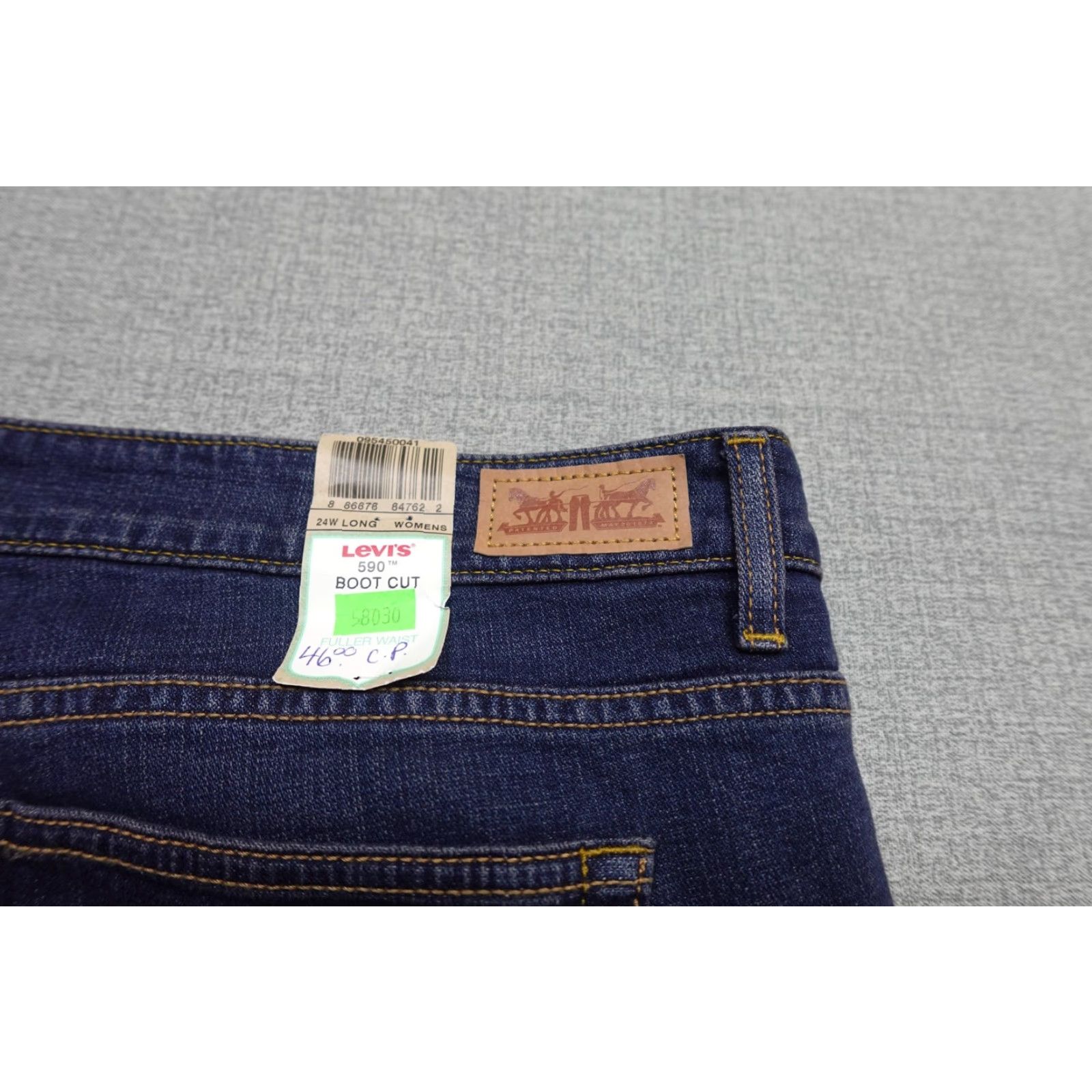 Levi's Levi's 590 Boot Cut Jeans Womens 24W Long Blue Dark Wash High Rise Denim NWT Size 42" / US 20 - 3 Thumbnail