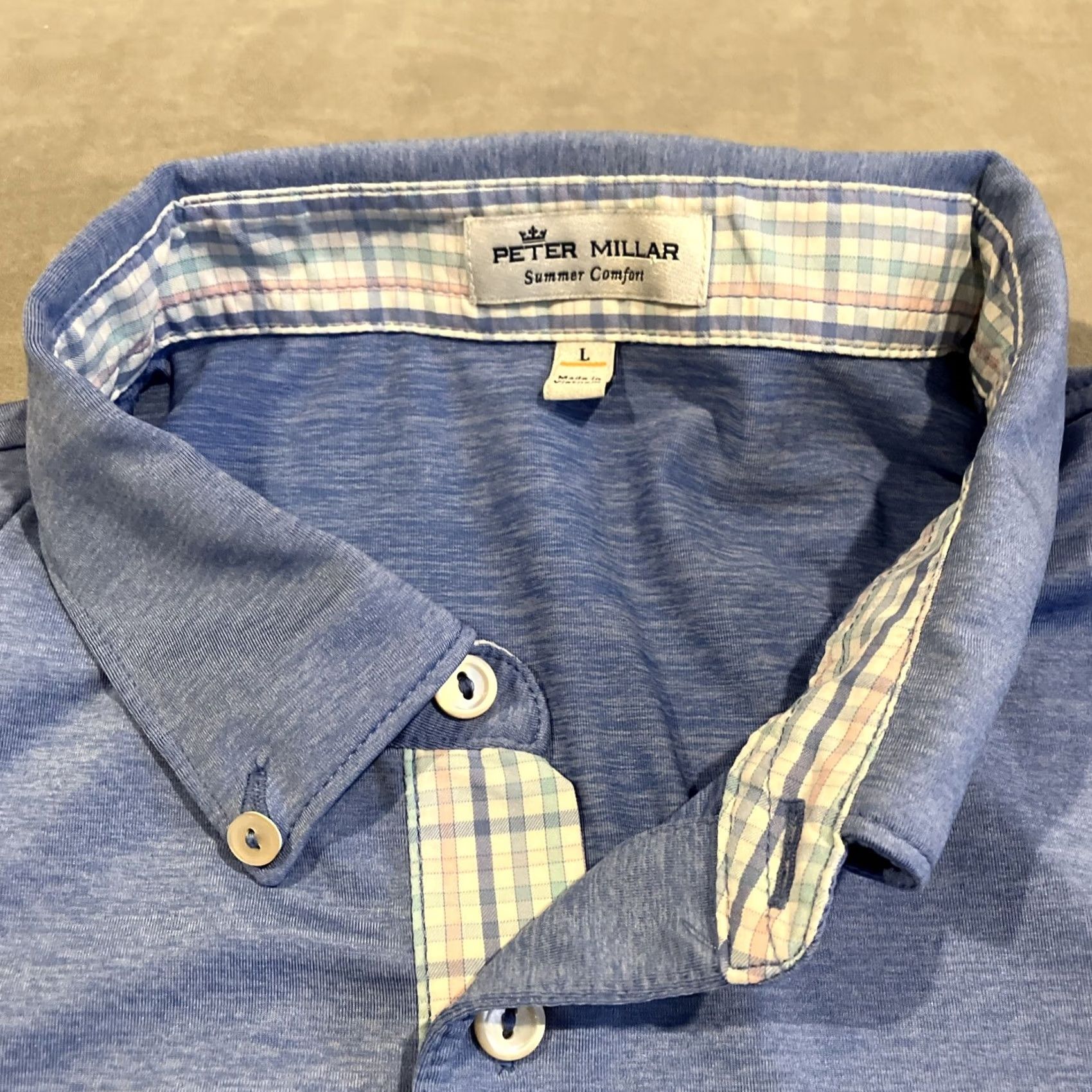 Peter Millar Peter Millar Summer Comfort - HG - Button Down Collar - Blue Golf Polo - Large - Polo - Men - Blue Size US L / EU 52-54 / 3 - 3 Thumbnail