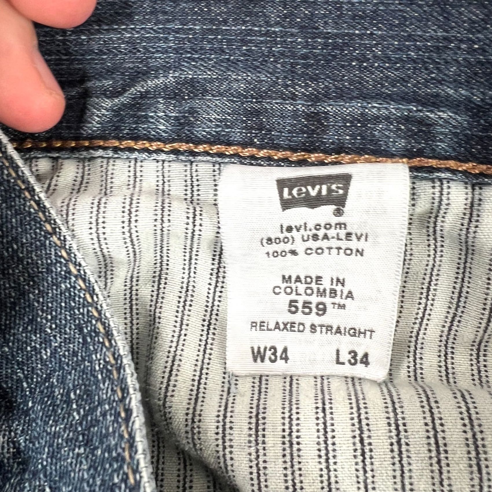 Levi's VINTAGE Levi's 559 Jeans Mens 34x34 Blue Relaxed Straight Stretch Denim Pants Baggy 90s Grunge USA Mens Size US 34 / EU 50 - 7 Thumbnail