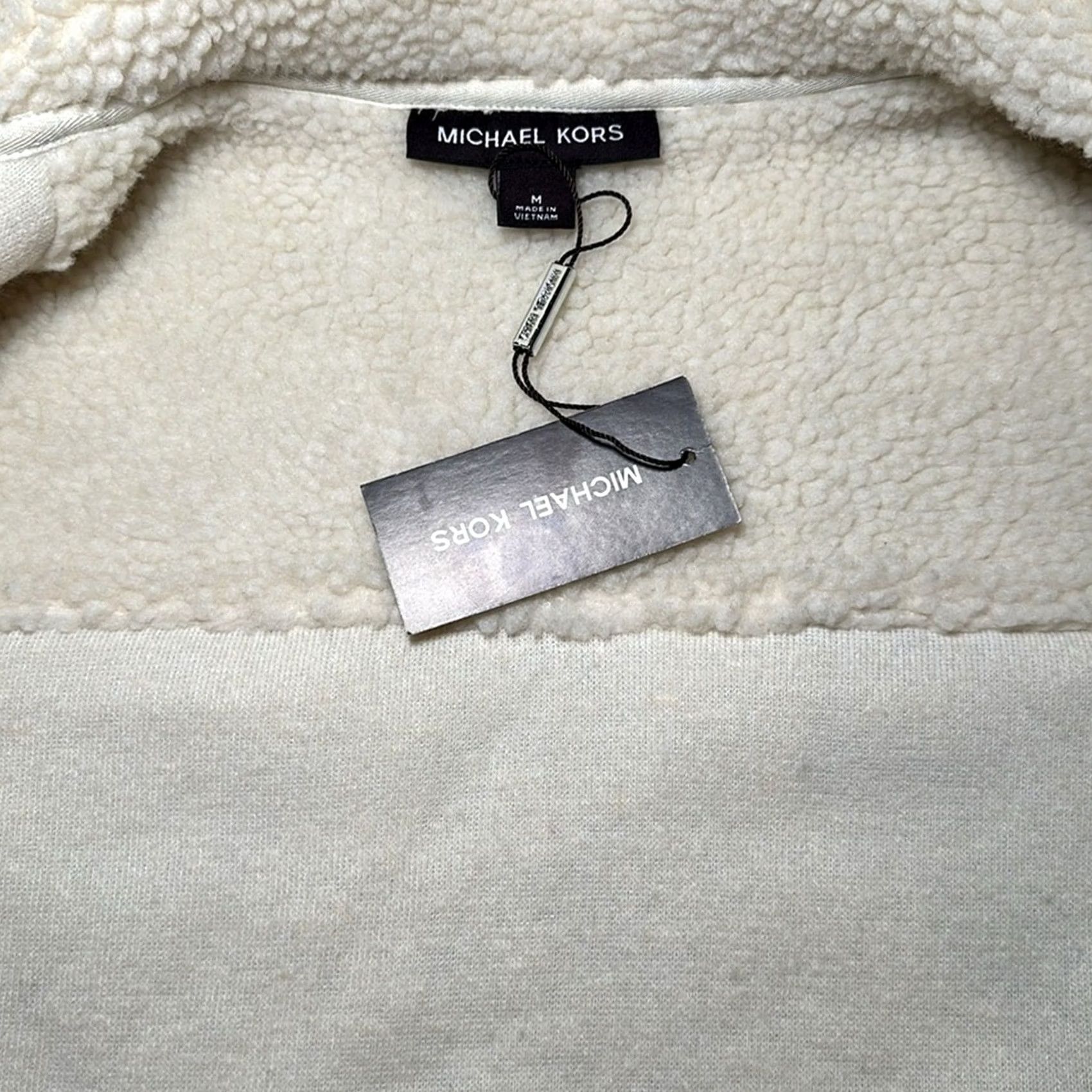 Michael Kors Michael Kors Vest Bomber Jacket Men Medium Sherpa Faux Leather Lined Cream Color NWT Bone Brown Polyester 100% Size US M / EU 48-50 / 2 - 7 Thumbnail