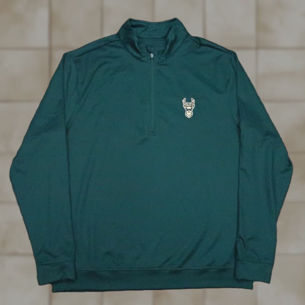 Vintage Waggle Pullover Mens Large Green Deer Buck Performance Quarter Zip Shirt Size US L / EU 52-54 / 3 - 1 Thumbnail
