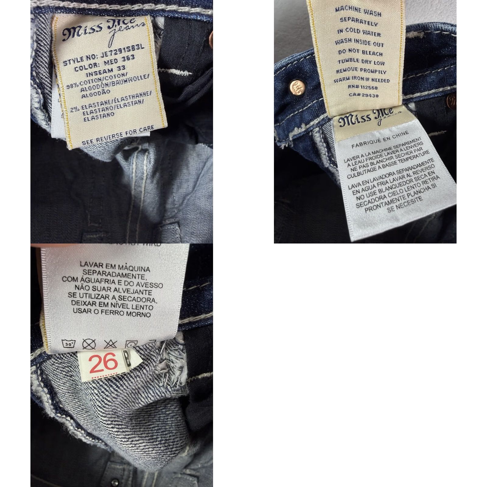 Miss Me Miss Me Jeans Women's Slim Boot Western Bohemian Denim Size 26 Size 26" / US 2 / IT 38 - 10 Thumbnail