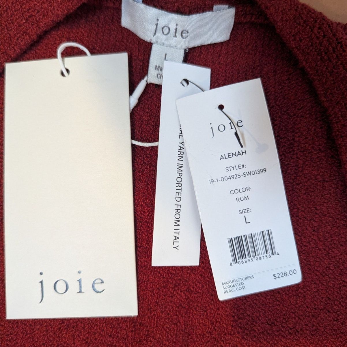 Joie Joie Alenah Twist Front Knit Sweater Rust Red Pullover Size L / US 10 / IT 46 - 5 Thumbnail