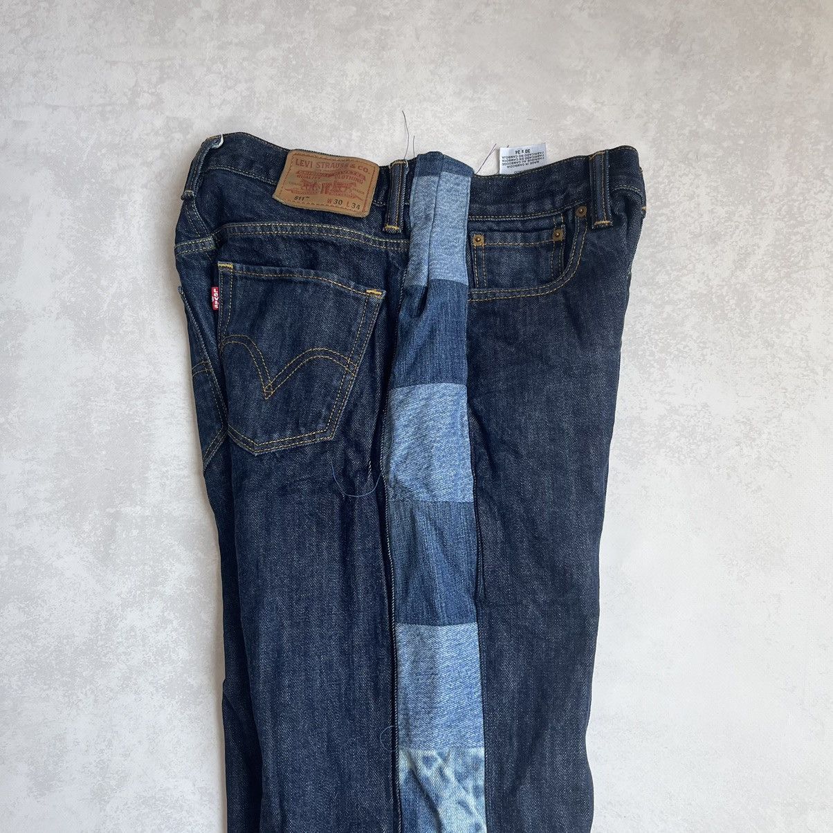 Levi's × Vintage Vintage Levis wide Custom Patchwork Denim baggy Jeans Size US 30 / EU 46 - 14 Thumbnail