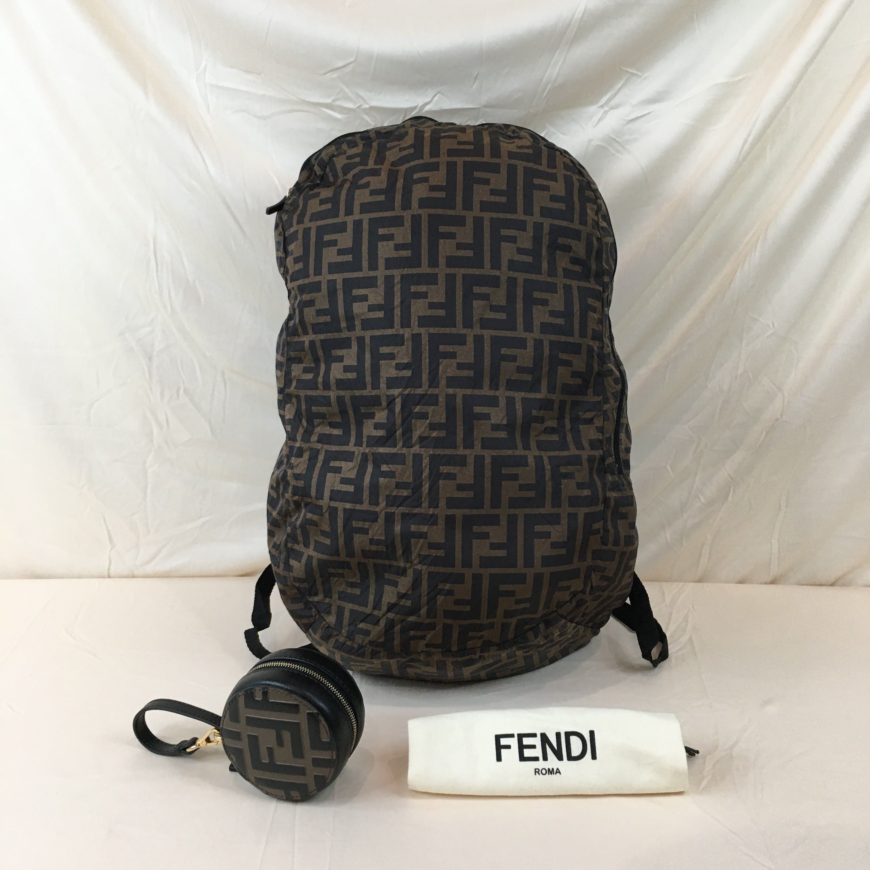 image of Fendi Brown Zucca Backpack With Pouch Sku 69488L, Women's