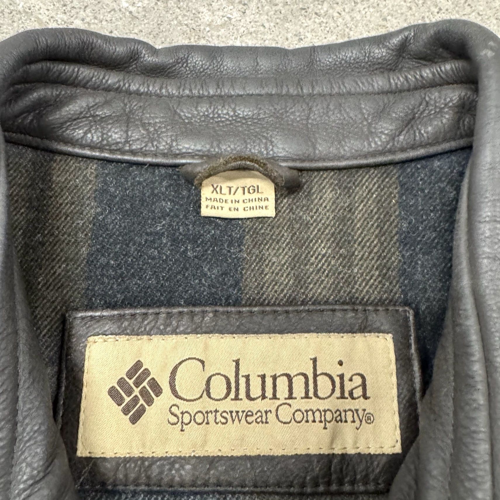 Vintage Columbia Leather Jacket Mens XLT Brown Plaid Lined Full Zip Size US XL / EU 56 / 4 - 2 Thumbnail
