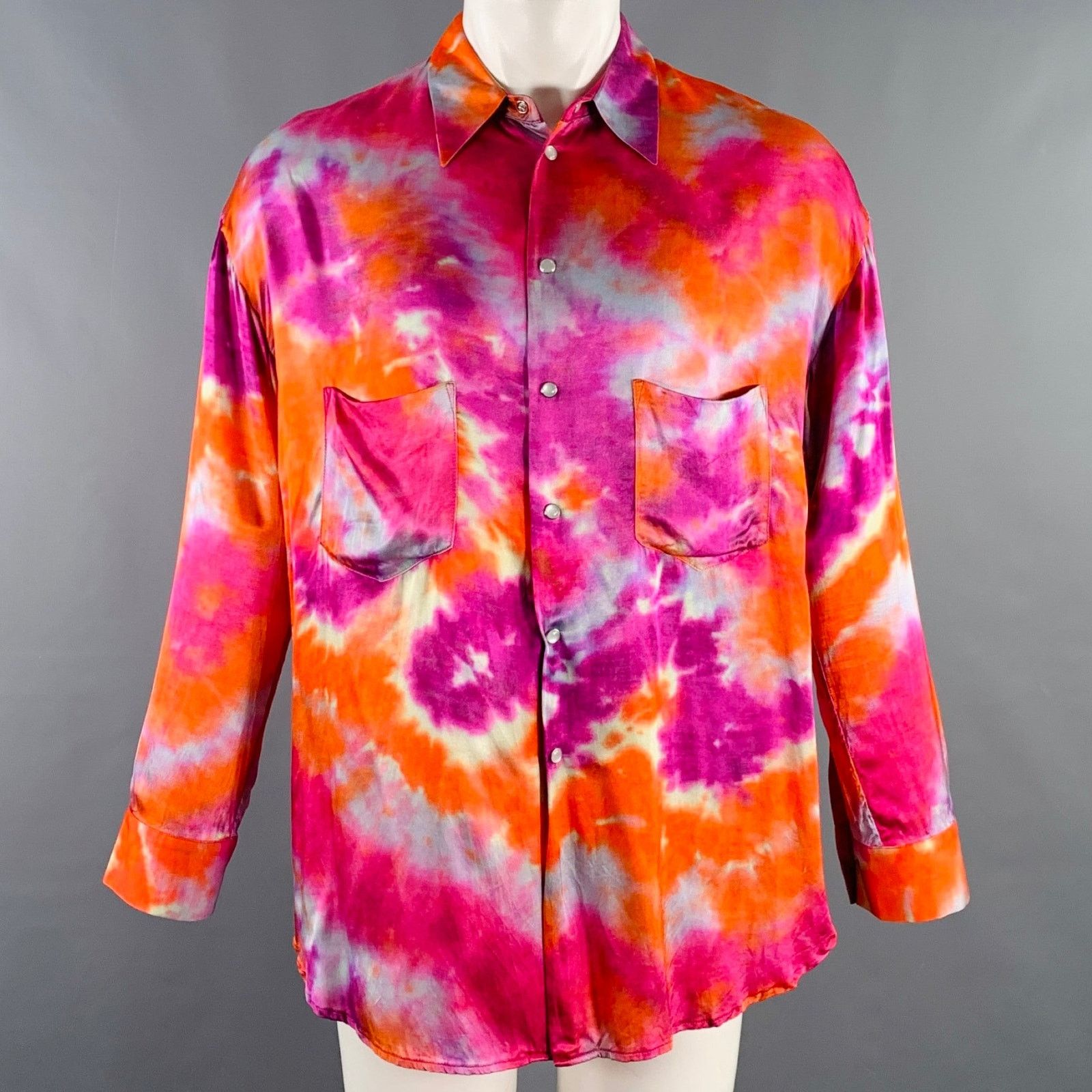 GARCONS INFIDELES GARCONS INFIDELES Purple Orange Tie Dye Viscose Long Sleeve Size US XS / EU 42 / 0 - 1 Thumbnail