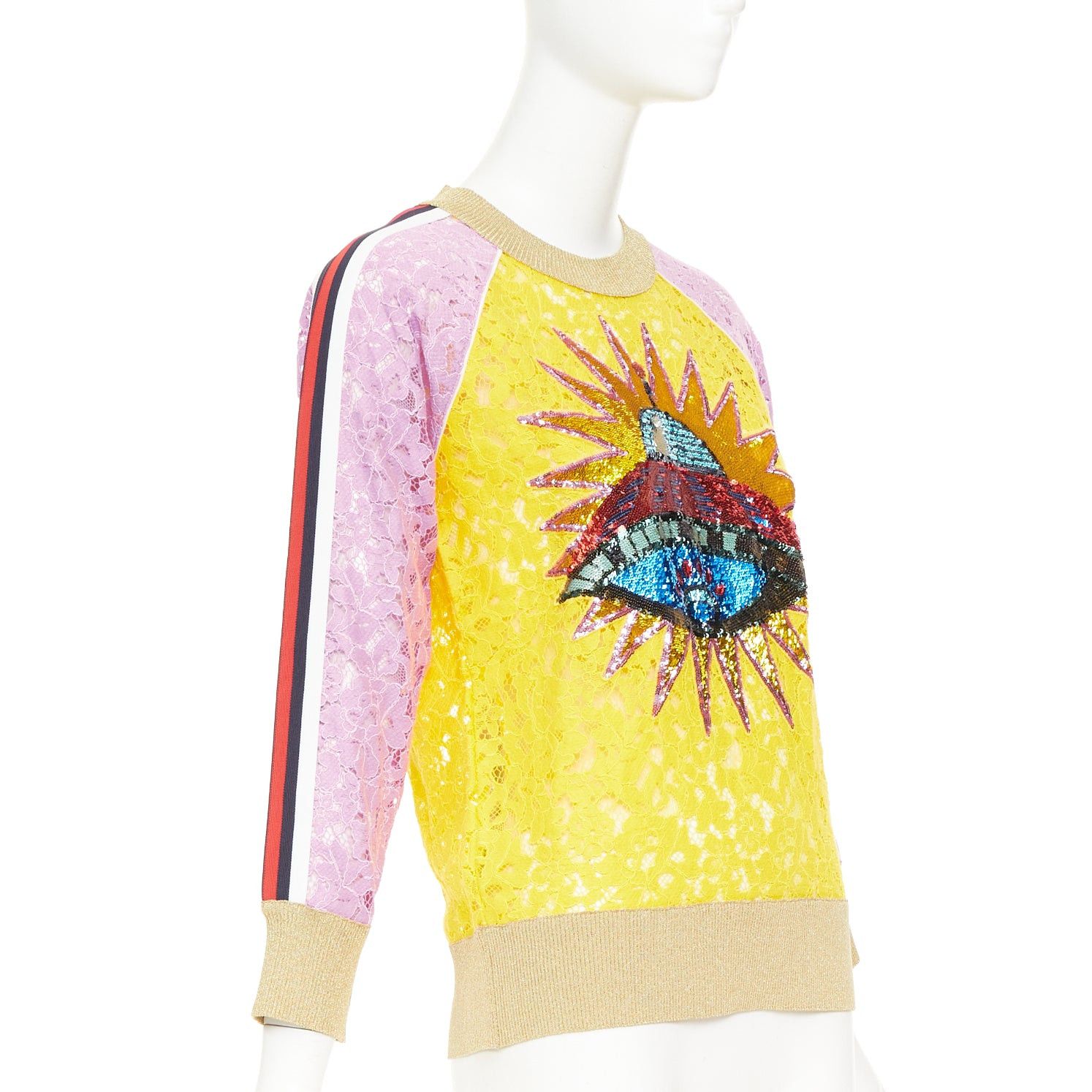 Gucci GUCCI multicolor lace UFO sunburst sequin applique pullover sweater top XS Size XS / US 0-2 / IT 36-38 - 1 Thumbnail