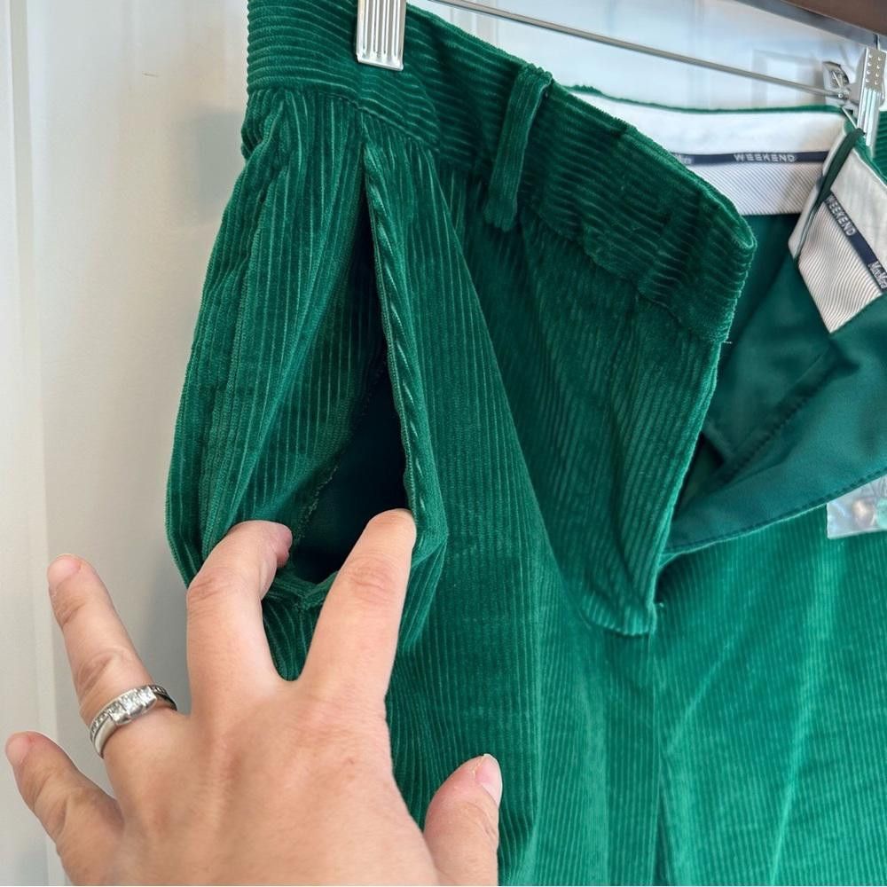 Designer NWOT Weekend MaxMara label-cut Green Bootcut Trousers US2/4 Size 27" / US 4 / IT 40 - 11 Thumbnail