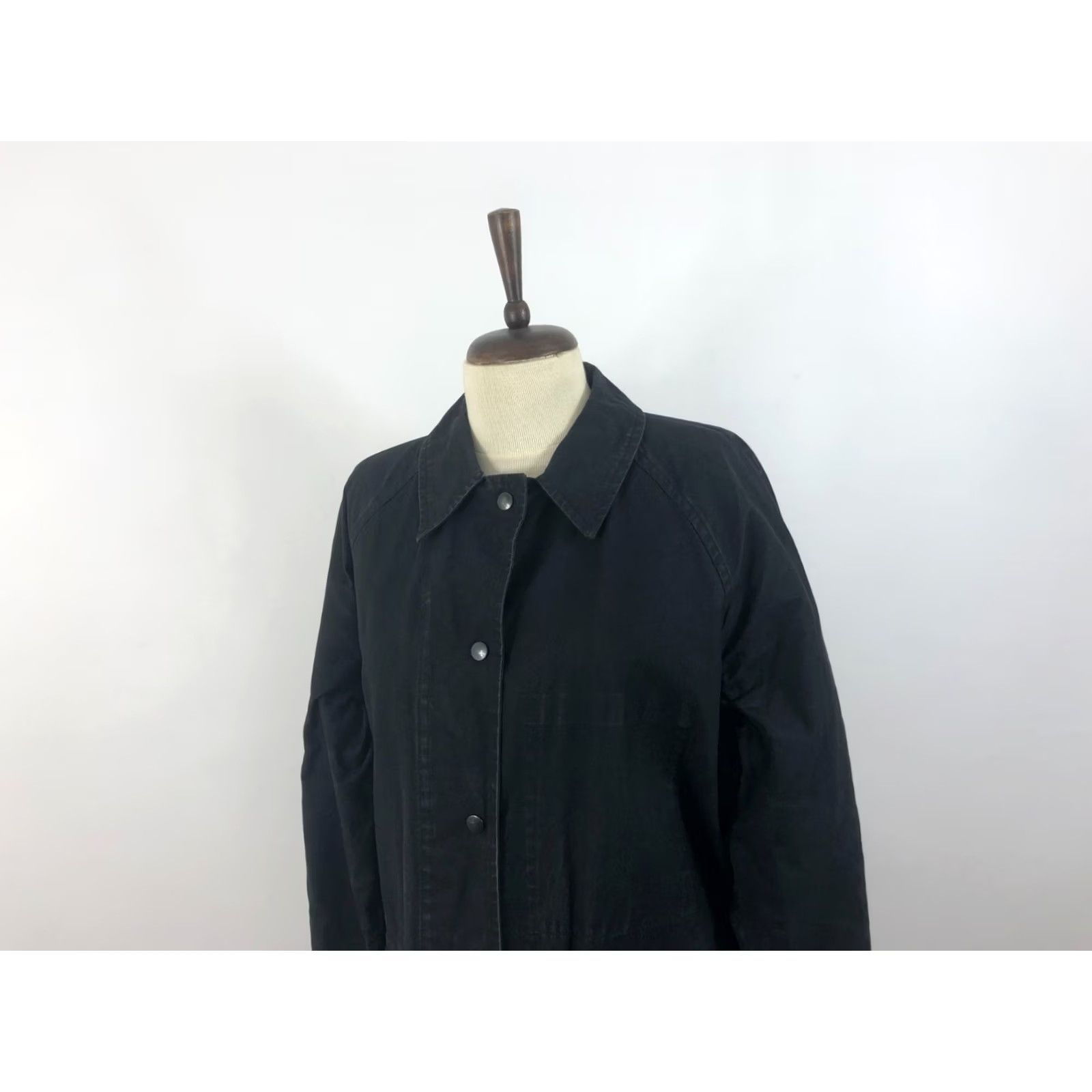 Margaret Howell Margaret Howell Coat Trench Cotton Women's L Black Regular Size Mid-Length Button Front Snap Front Pocket Coat Size L / US 10 / IT 46 - 4 Thumbnail
