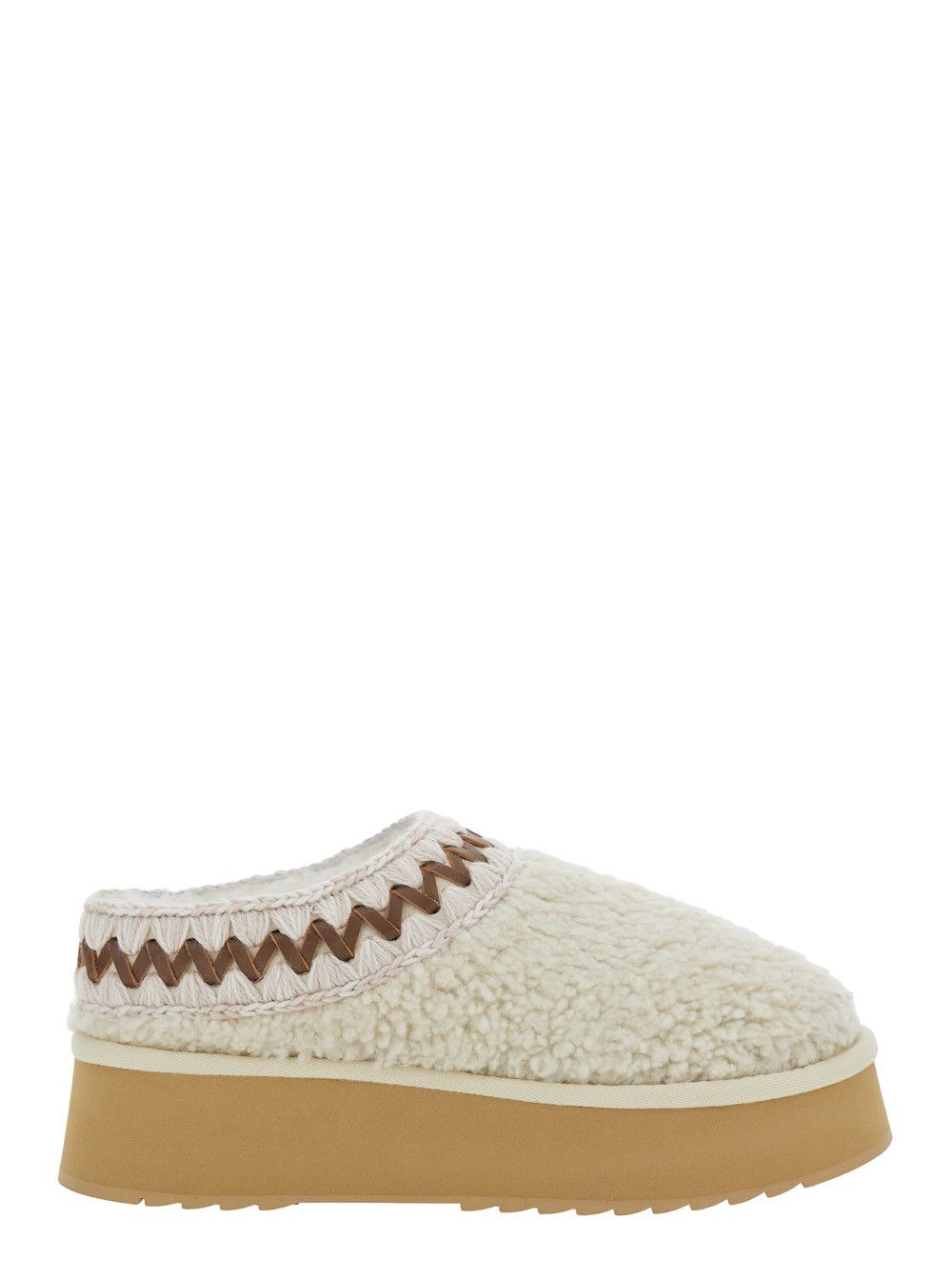 Mou White Mules with Braided Detail in Faux Fur Woman Size US 7 / IT 37 - 1 Thumbnail
