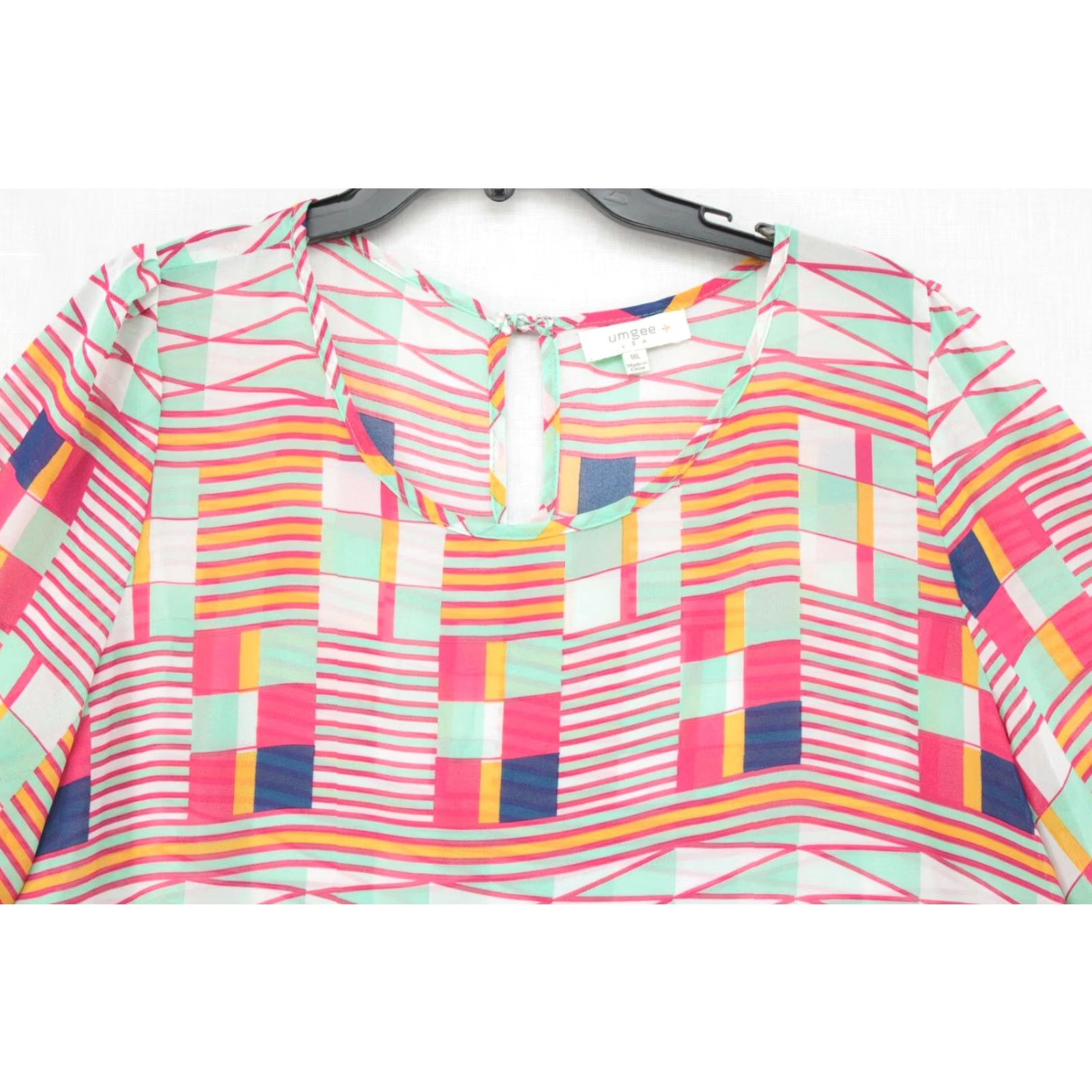Vintage Umgee Tunic Women's 1XL Geometric Flutter Flowy Sheer Topper Boho whimsical Size XL / US 12-14 / IT 48-50 - 2 Thumbnail