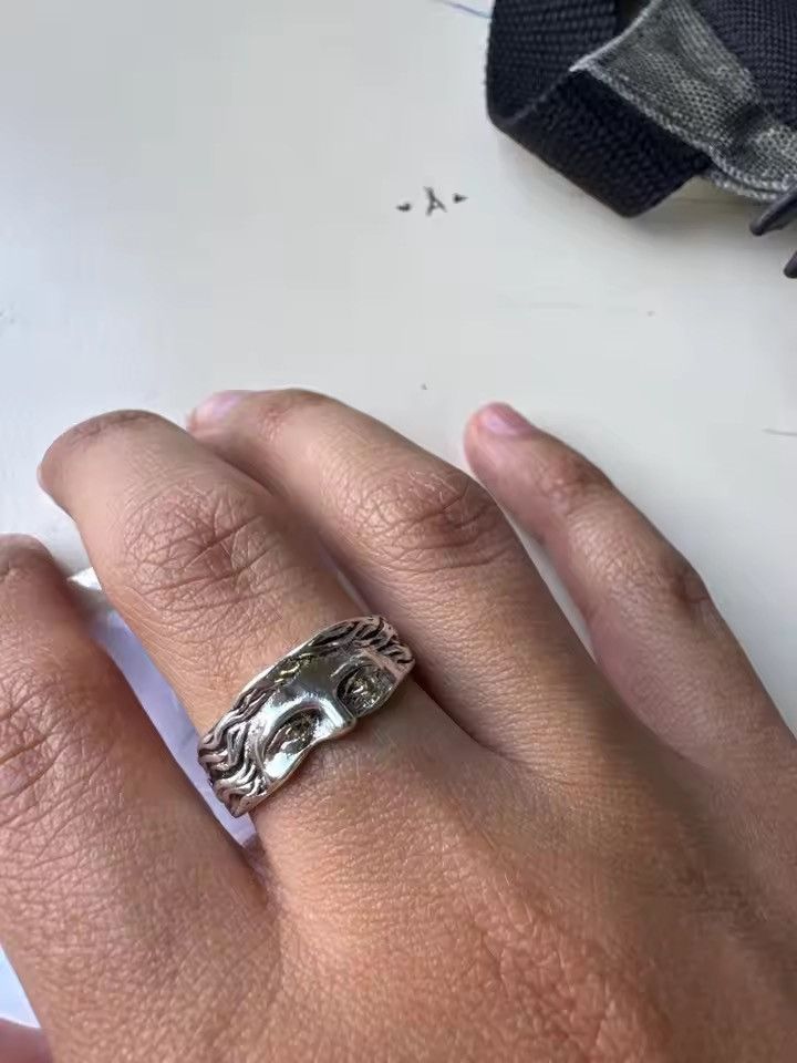 Jewelry Half Facebook Ring - Adjustable Silver Band Size ONE SIZE - 2 Thumbnail