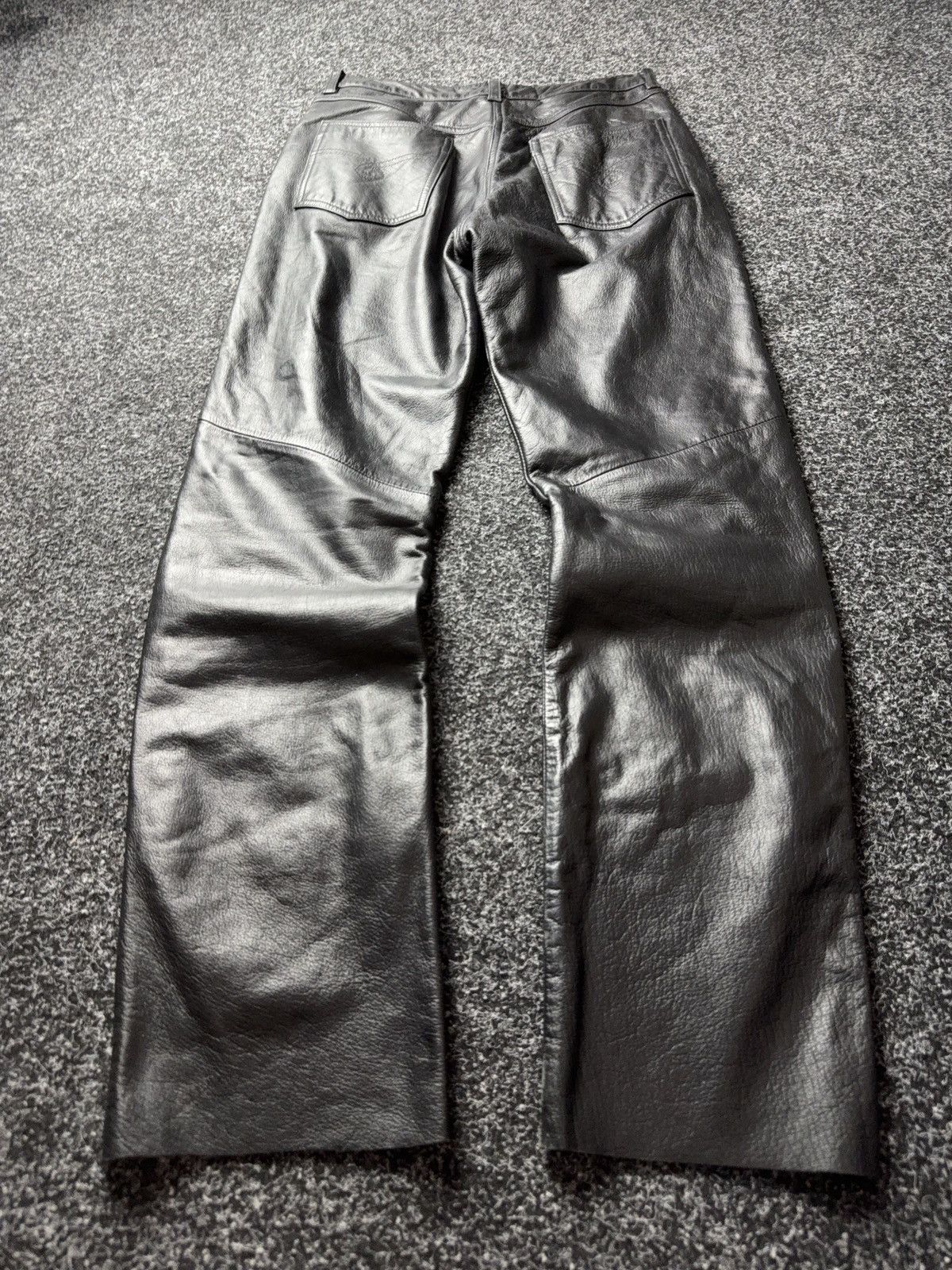 Genuine Leather Leather Biker MOTO Rock Punk Opium Chrome Style Pants Black Size US 29 - 2 Thumbnail