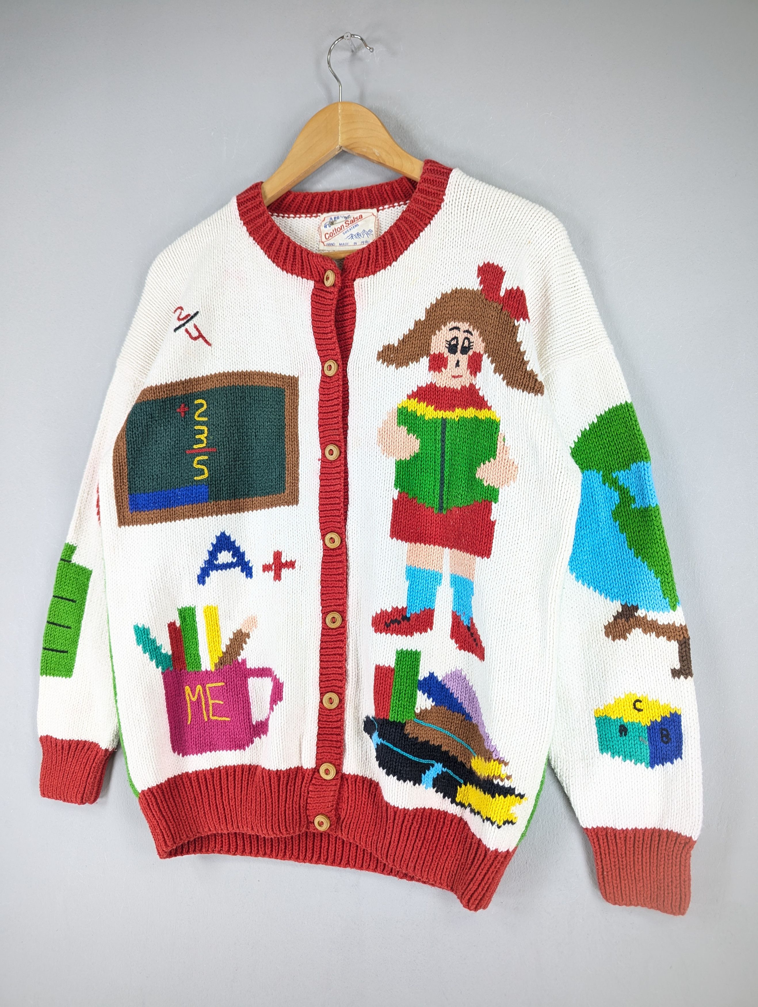 Vintage Vintage Cotton Salsa Cable Knit Art Of School Cardigan Size M / US 6-8 / IT 42-44 - 2 Thumbnail