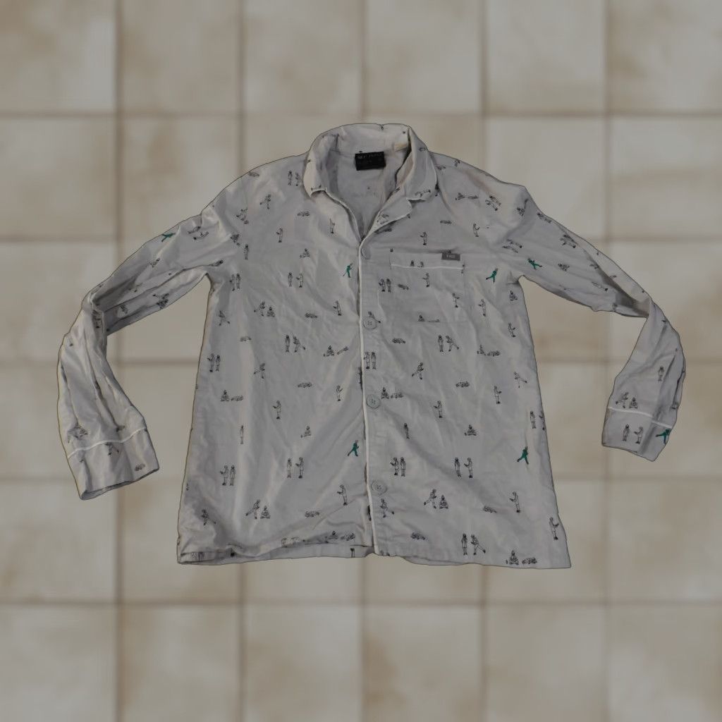Vintage Figs Shirt Mens Small White Doctor Print Long Sleeve Button Up Medical Top Size US S / EU 44-46 / 1 - 1 Thumbnail