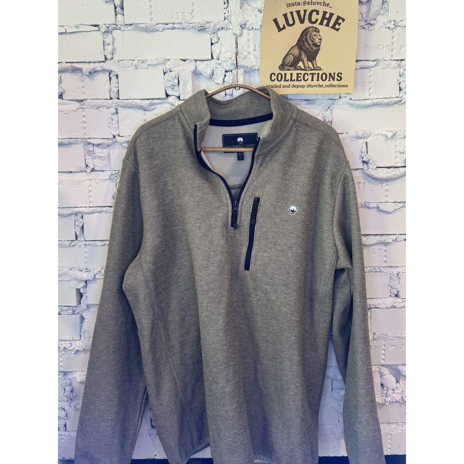 Southern Marsh Southern Shirt Pullover Mens Large Gray Quarter Zip w Pocket Size US L / EU 52-54 / 3 - 1 Thumbnail