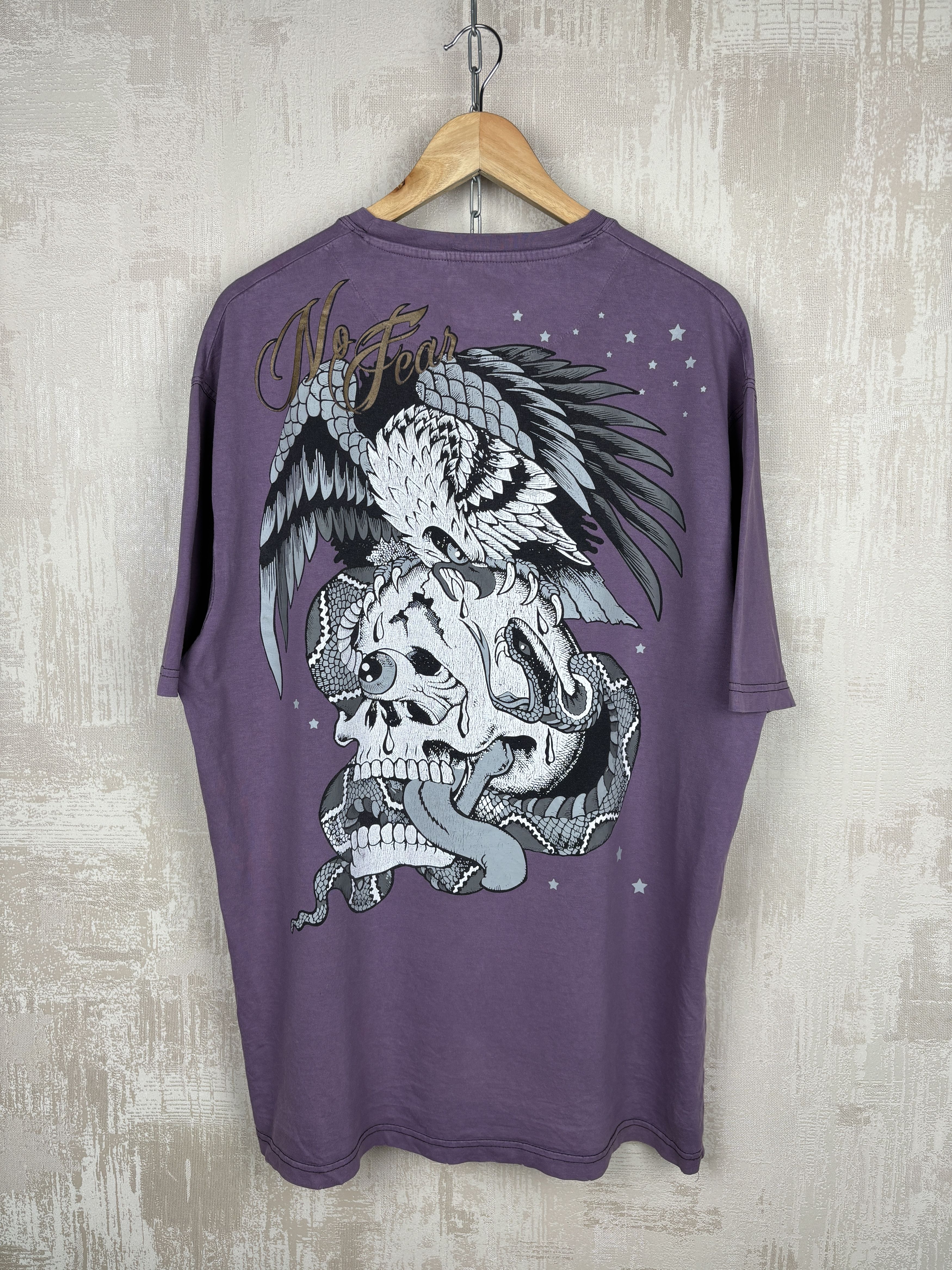 No Fear × Vintage Vintage No Fear Eagle Snake Skull T-shirt Size US XXL / EU 58 / 5 - 2 Thumbnail