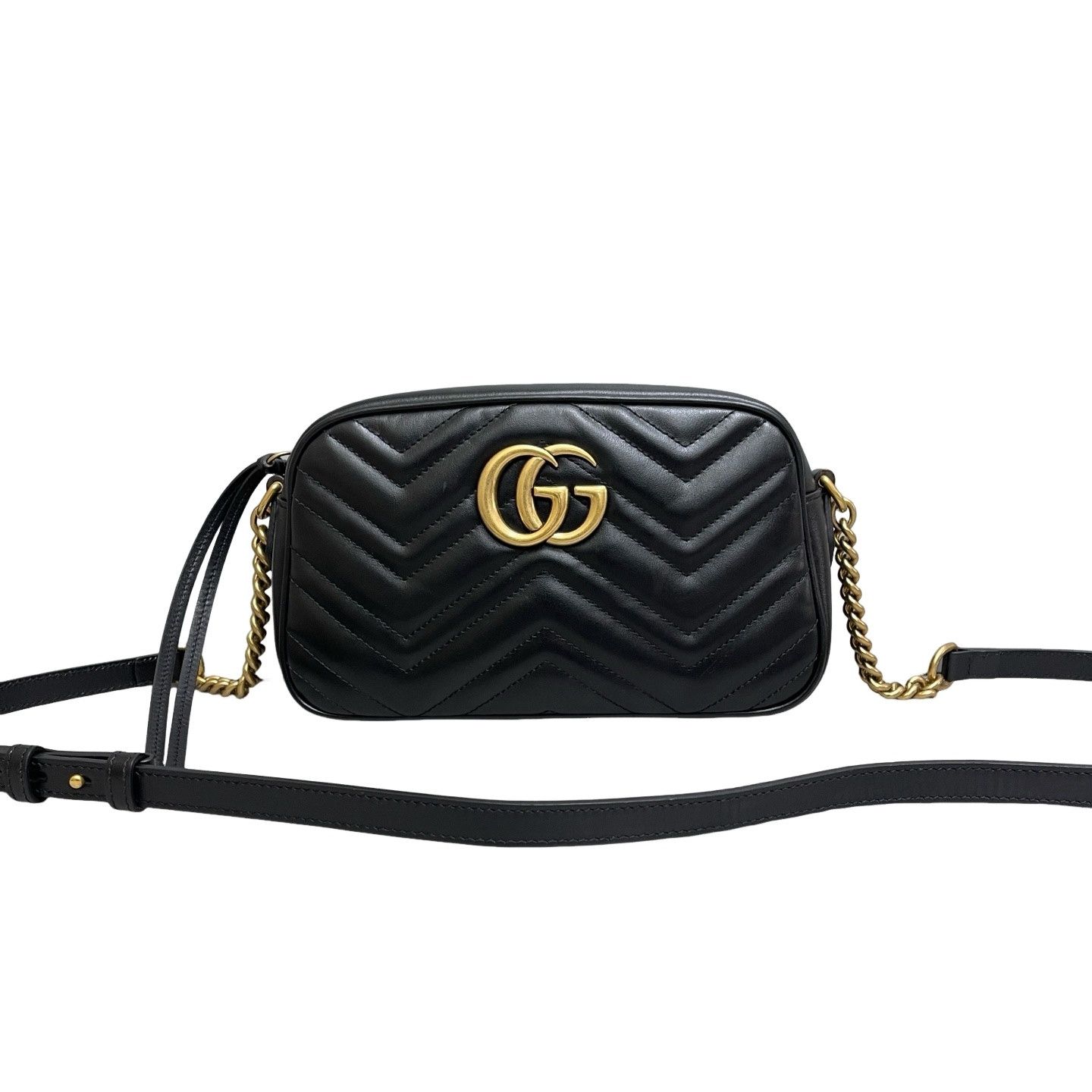 Gucci Gucci GG Marmont Black Leather Quilted Camera Bag Size ONE SIZE - 1 Thumbnail