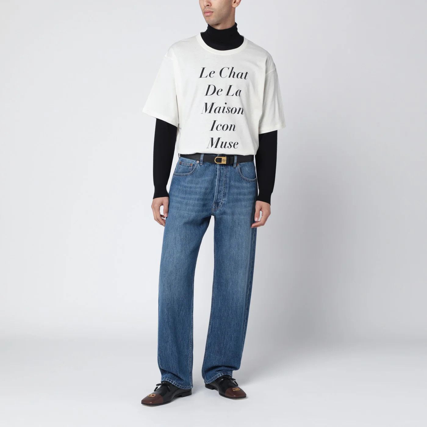 Valentino o1d2blof0326 Le Chat De La Maison Icon Muse T-Shirt in White Size US M / EU 48-50 / 2 - 1 Thumbnail