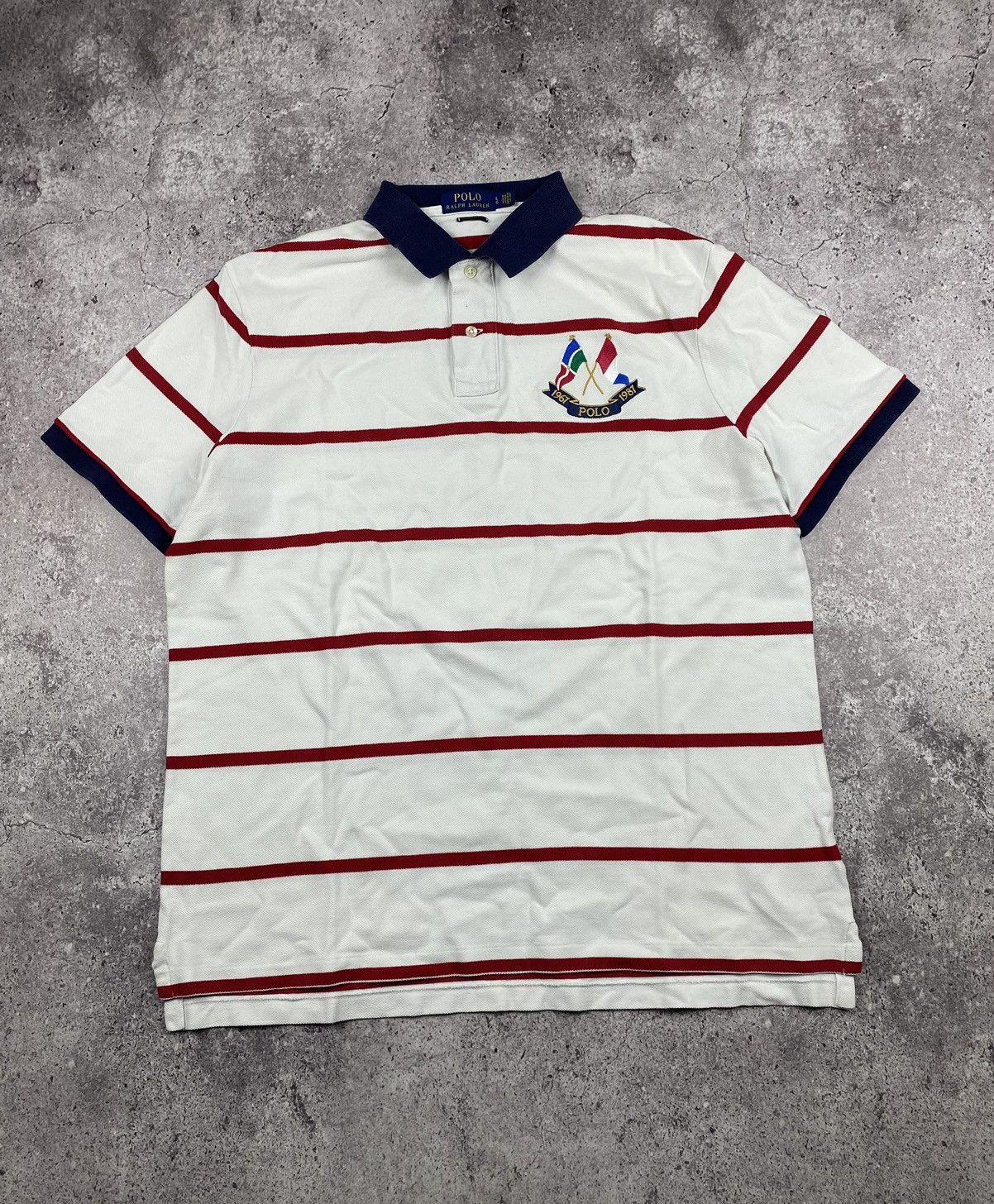 Polo Ralph Lauren × Vintage Polo Ralph Lauren vintage Y2K cross flags striped polo shirt Size US L / EU 52-54 / 3 - 1 Thumbnail