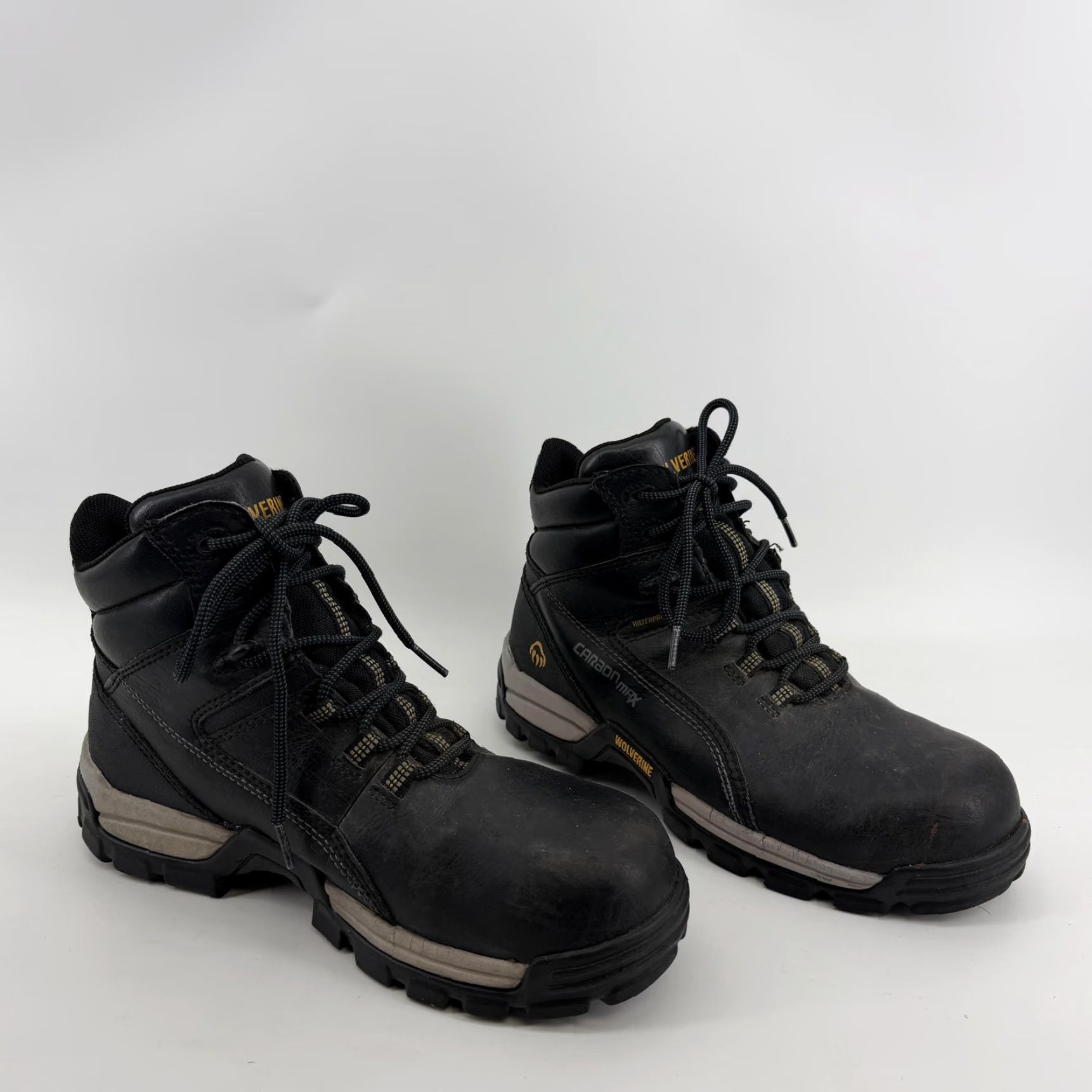 Vintage Wolverine CarbonMAX Boots Mens 8 M Black Waterproof Workwear Outdoor Leather Rubber Sole Ankle Lace Up Slip Resistant 3 lb 3.7 oz Safety Toe Size US 8 / EU 41 - 2 Thumbnail