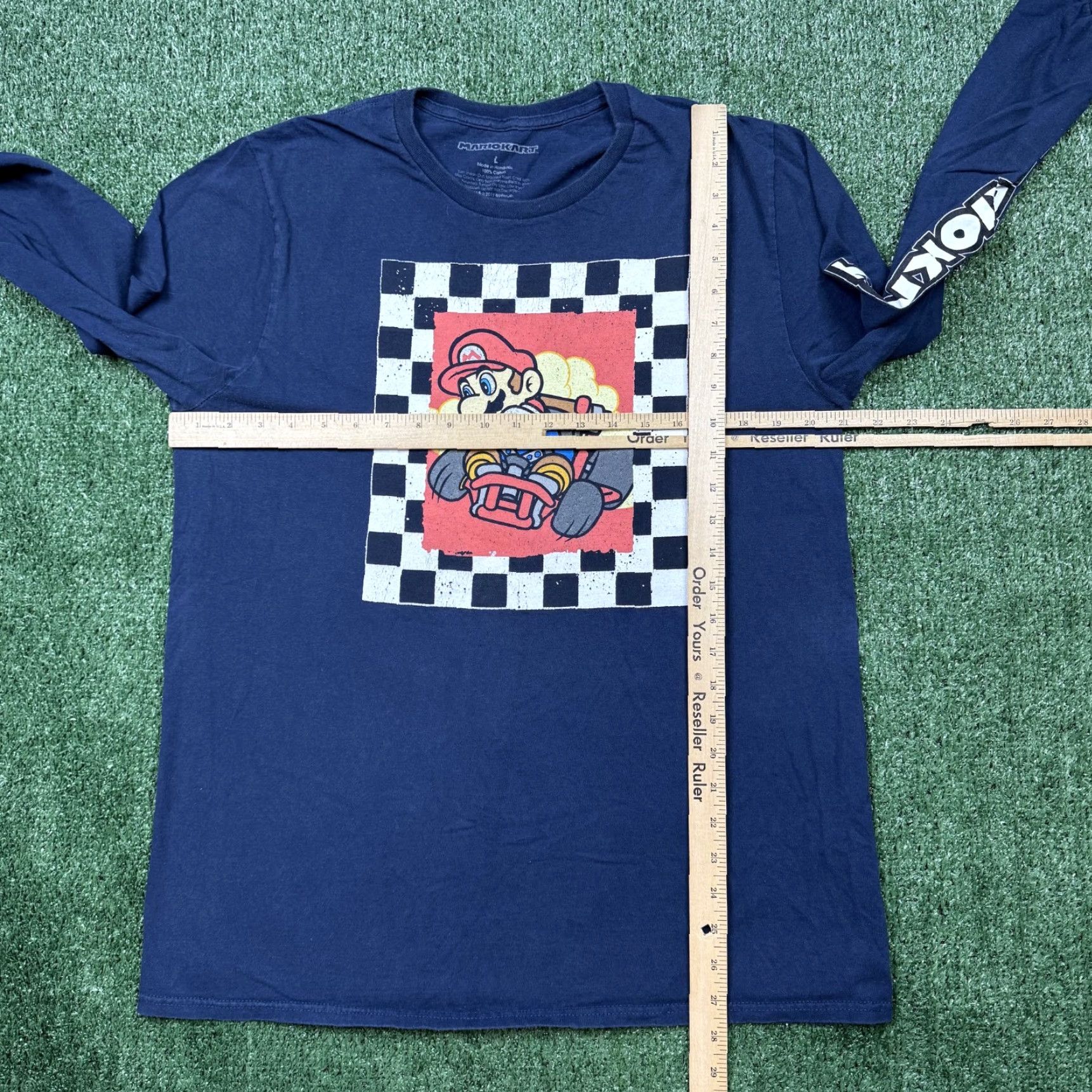 Nintendo Mario Kart Graphic T Shirt Men's L Blue 90s Retro Video Game Nintendo Tee Long Sleeve Bowser Luigi Wario Shirt Mens Size US L / EU 52-54 / 3 - 4 Thumbnail