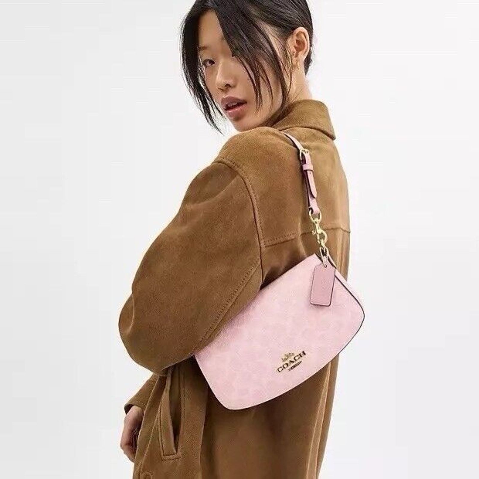 Coach Coach Andrea Shoulder Bag Signature Canvas CV973 Powder Pink Size ONE SIZE - 9 Thumbnail