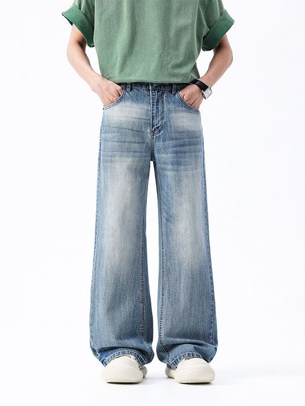 Japanese Brand Men's Japanese retro washed distressed straight leg jeans Size US 32 / EU 48 - 1 Thumbnail