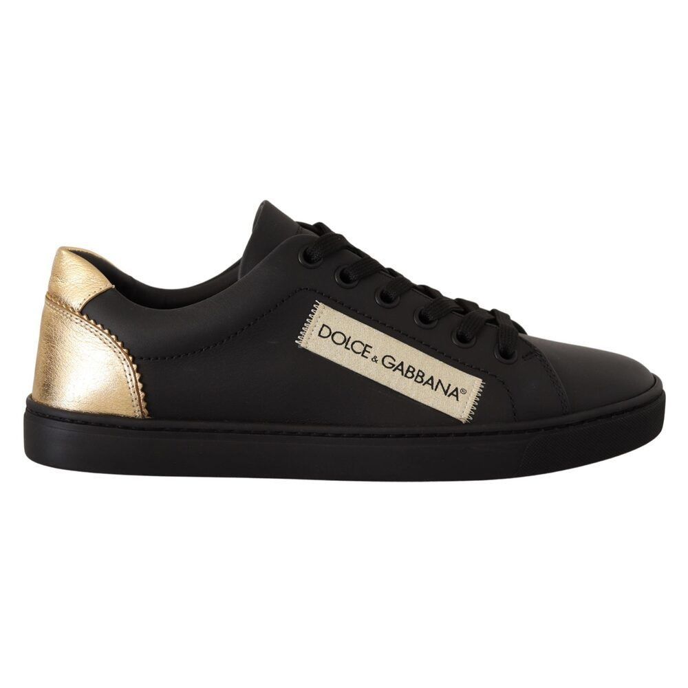 Dolce & Gabbana Dolce & Gabbana Chic Black and Gold Low-top Leather Sneakers Size US 6 / IT 36 - 1 Thumbnail