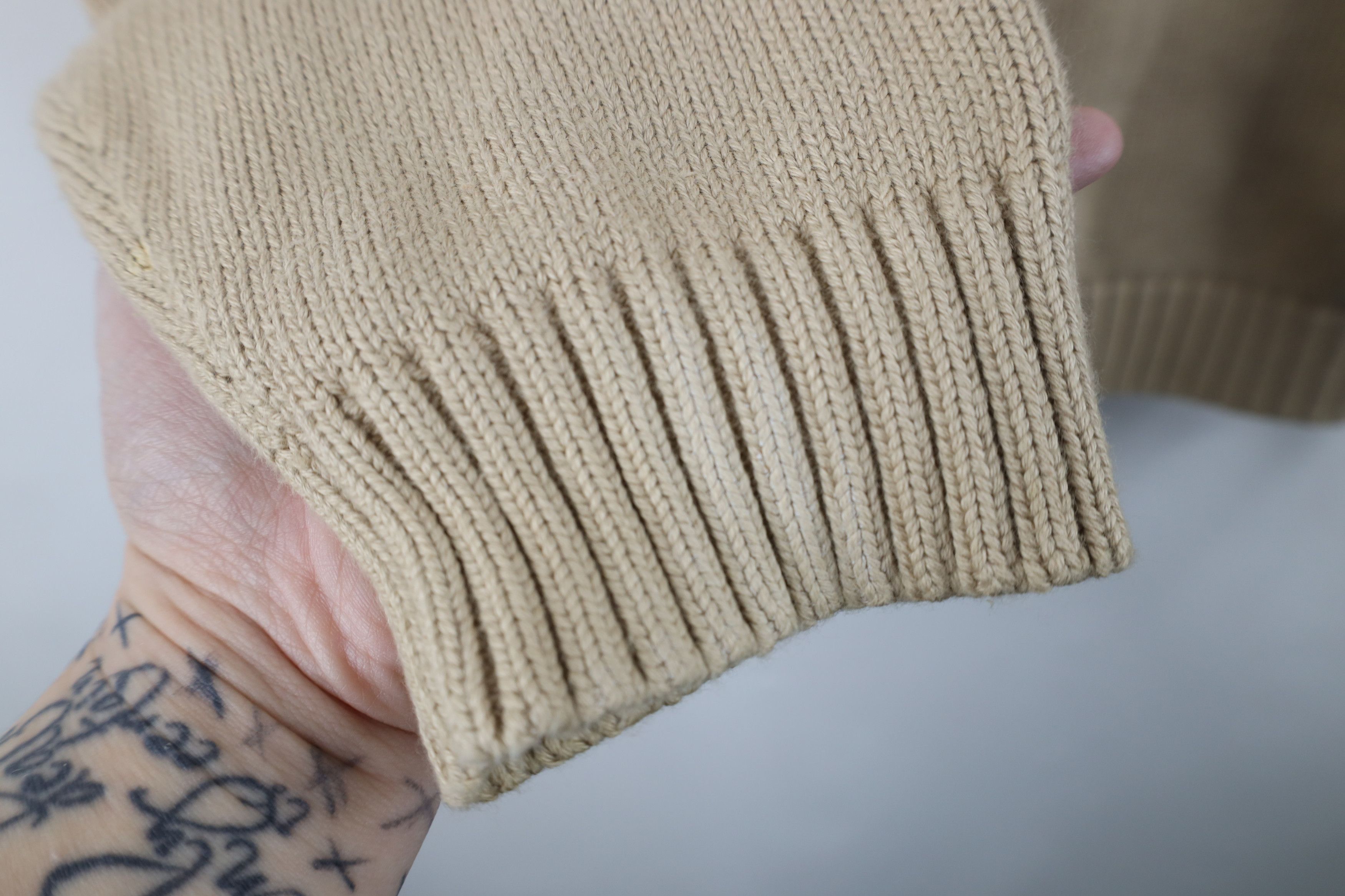 L.L. Bean Vintage 90s LL Bean Blank Cotton Knit V-Neck Sweater Beige Size US L / EU 52-54 / 3 - 10 Thumbnail