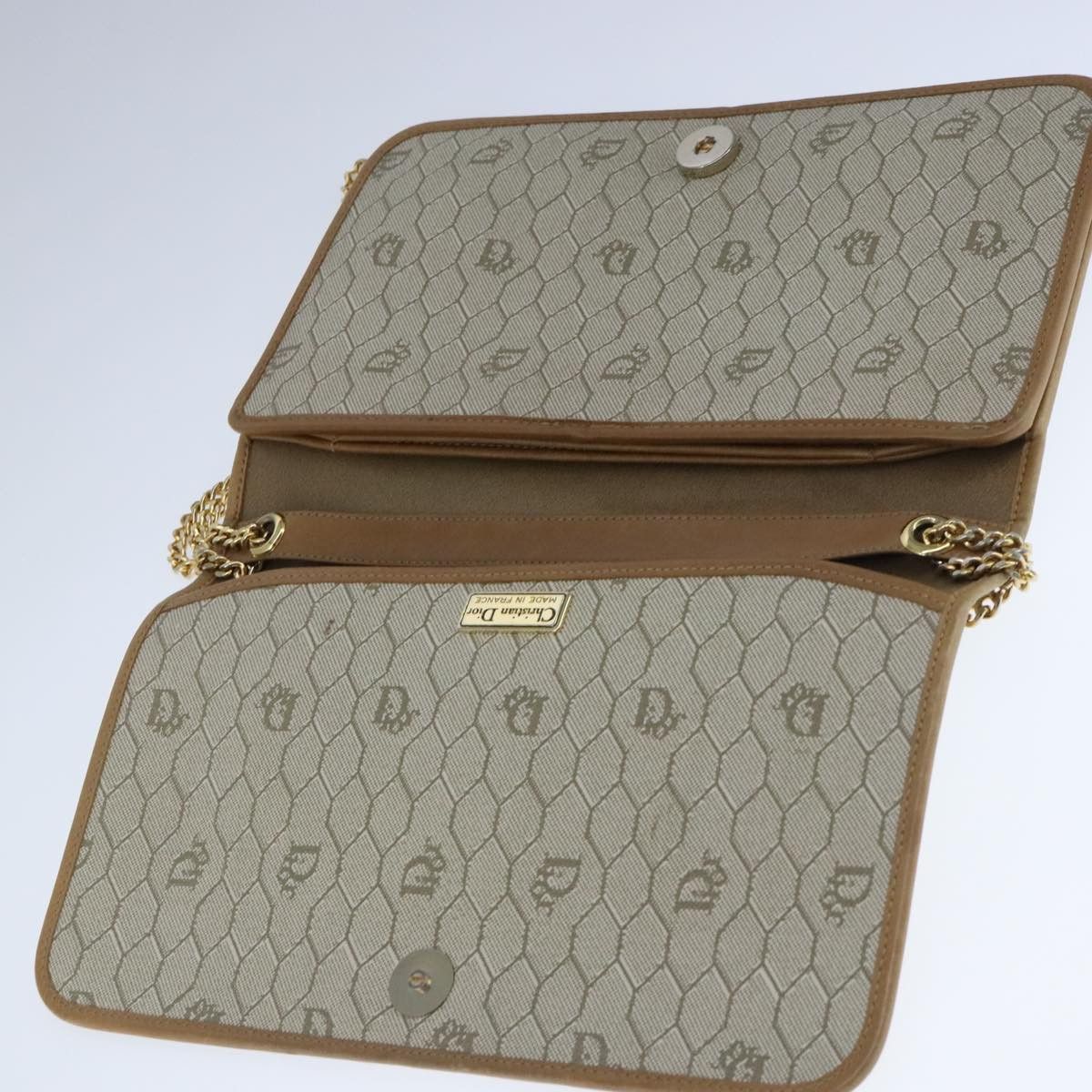 Dior DIOR Honeycomb Canvas Chain Shoulder Bag Beige Gold Size ONE SIZE - 11 Thumbnail
