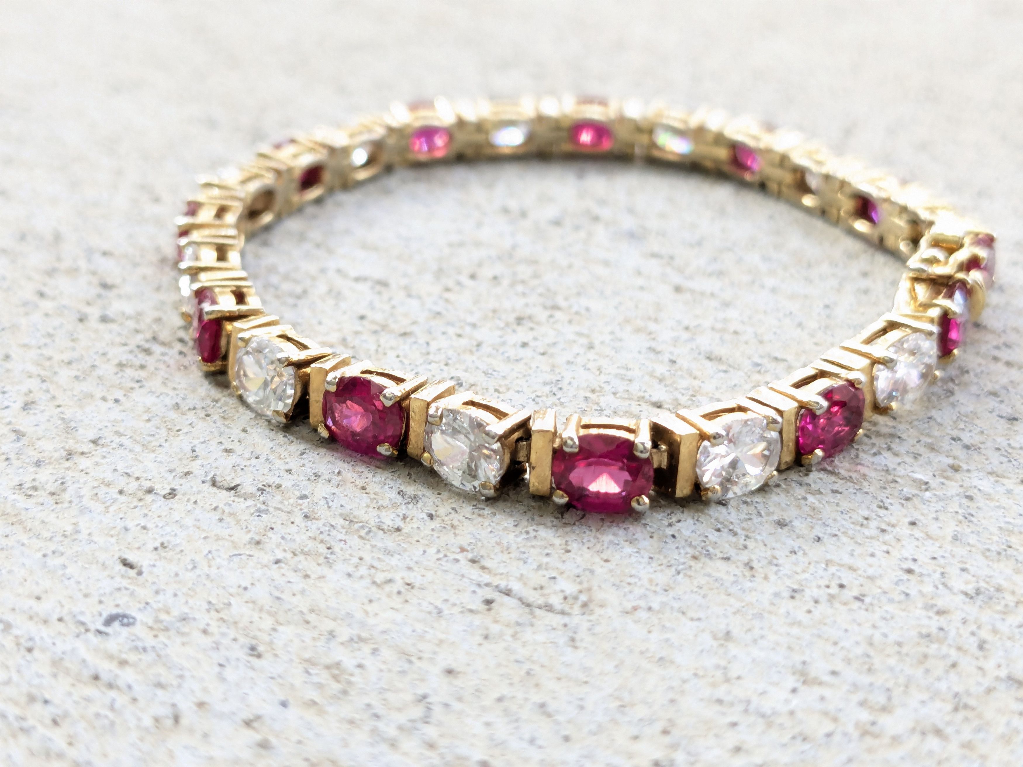 Sterling Silver Sterling Silver Tennis Bracelet Ruby CZ 7.25 Gold Vermeil Size ONE SIZE - 6 Thumbnail