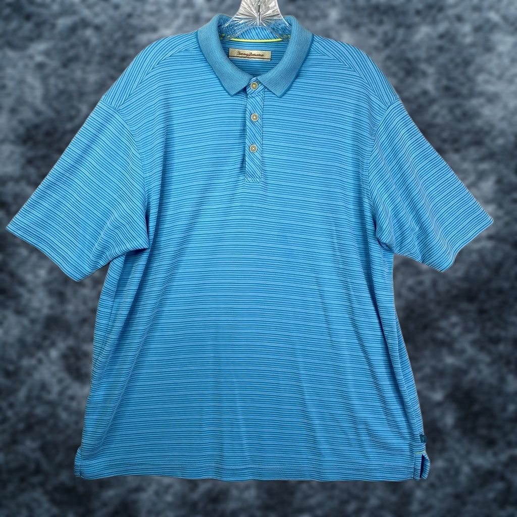 Tommy Bahama Tommy Bahama Shirt Mens Medium Blue Polo Golf Hawaiian 1/4 Button Up Camp Beach Shirt Size US M / EU 48-50 / 2 - 1 Thumbnail