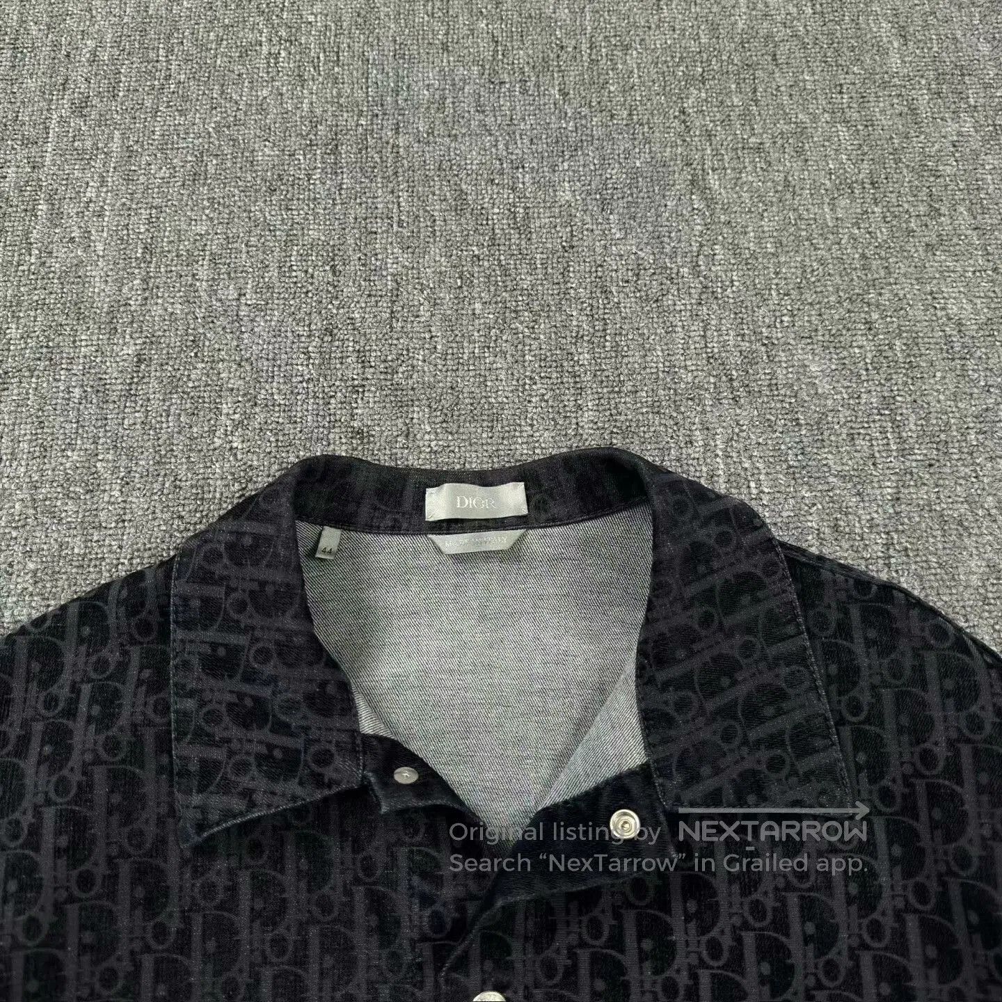 Dior Dior Navy Velvet Print Shirt. Size L / US 10 / IT 46 - 3 Thumbnail
