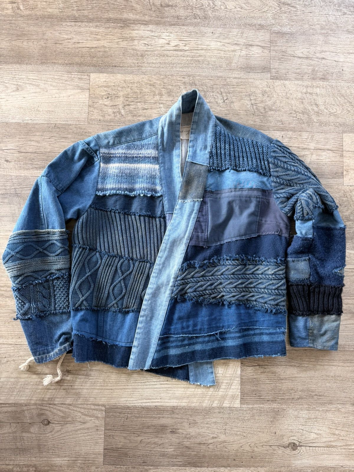 Mixed Blues Denim + Knit Kimono