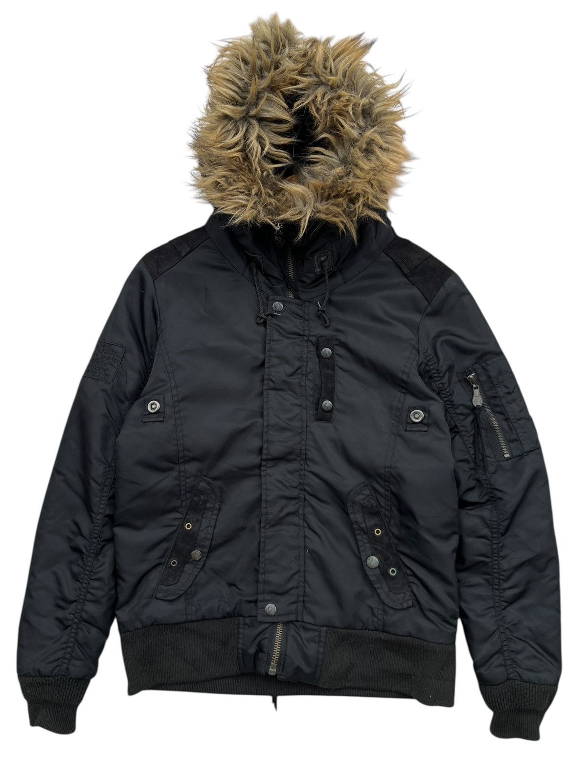 Midas Gothic Japan Multipocket Fur Black Zipper Jacket