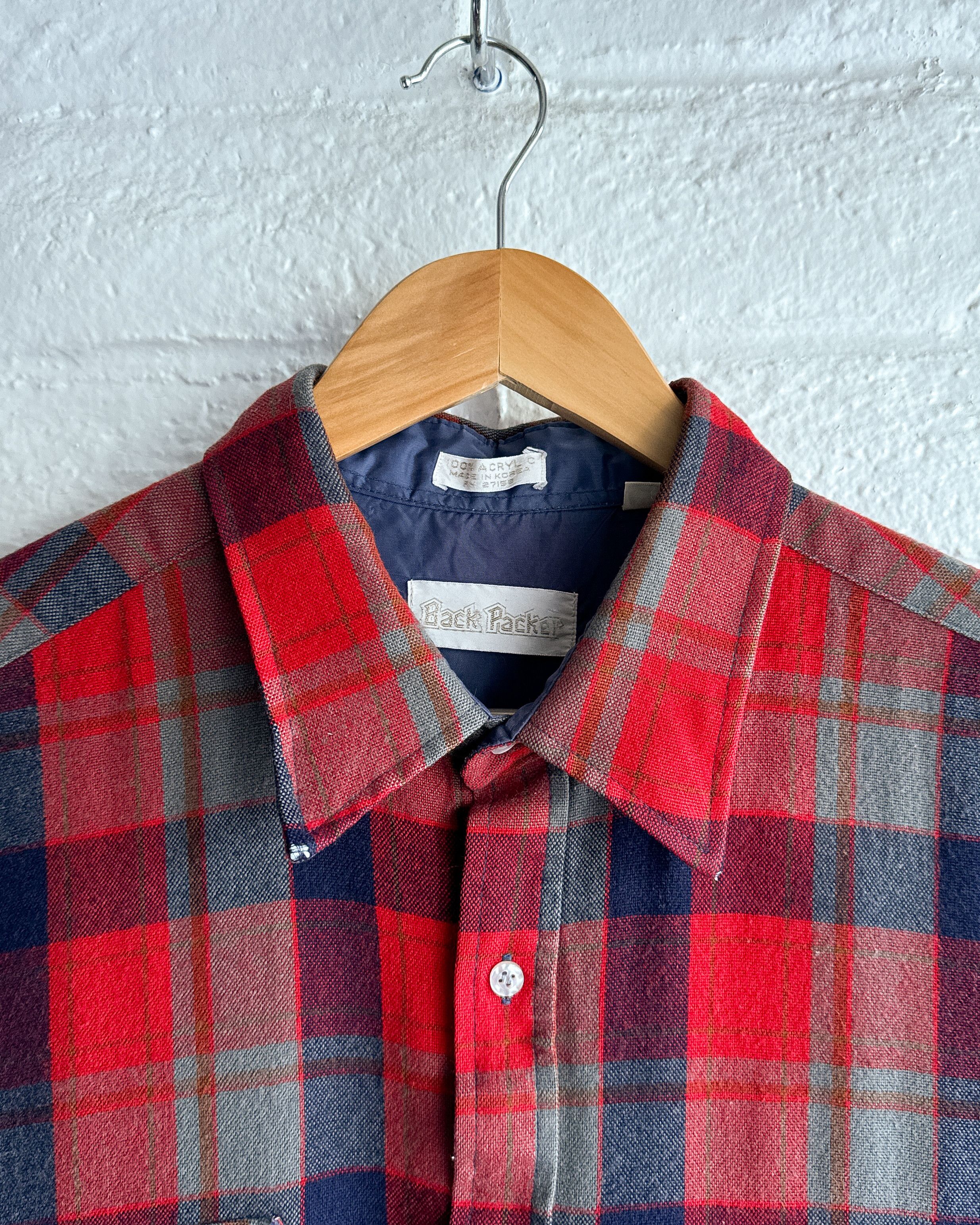 Vintage Vintage 1980s Back Packer Red Plaid Flannel Shirt XL Acrylic Size US XL / EU 56 / 4 - 2 Thumbnail
