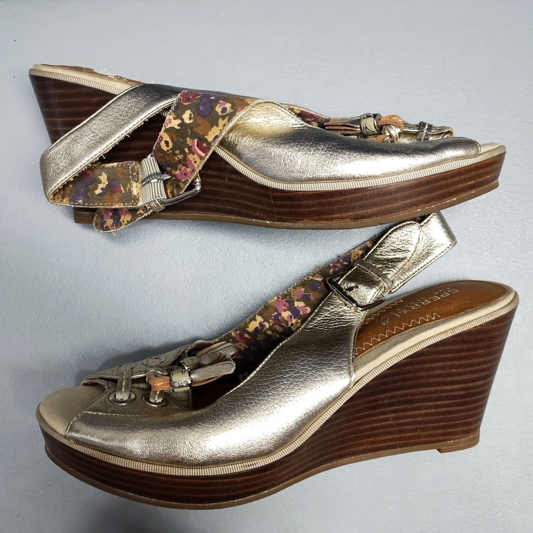 Sperry Sperry Sandal Womens US 7M Multi Leather Slingback Wedge Heel Top Sider 9596917 Size M / US 6-8 / IT 42-44 - 5 Thumbnail